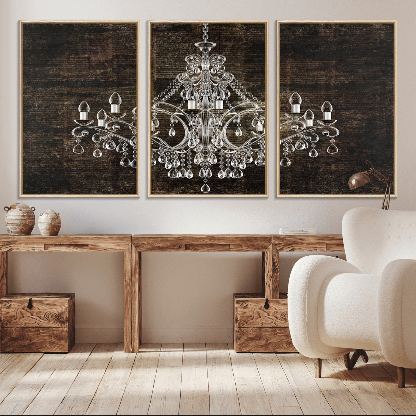 MGV-FC-60X30-3P - Rustic Chandelier Canvas Print
