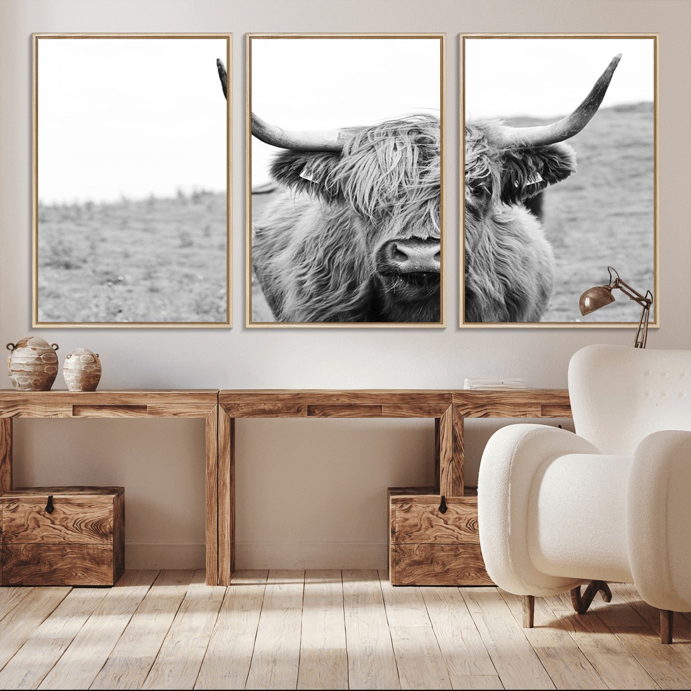 16248-MGV-CV-36X24-Newfoundland Cow Art Wall Art, Black White Cow Art Wall Art Canvas Print