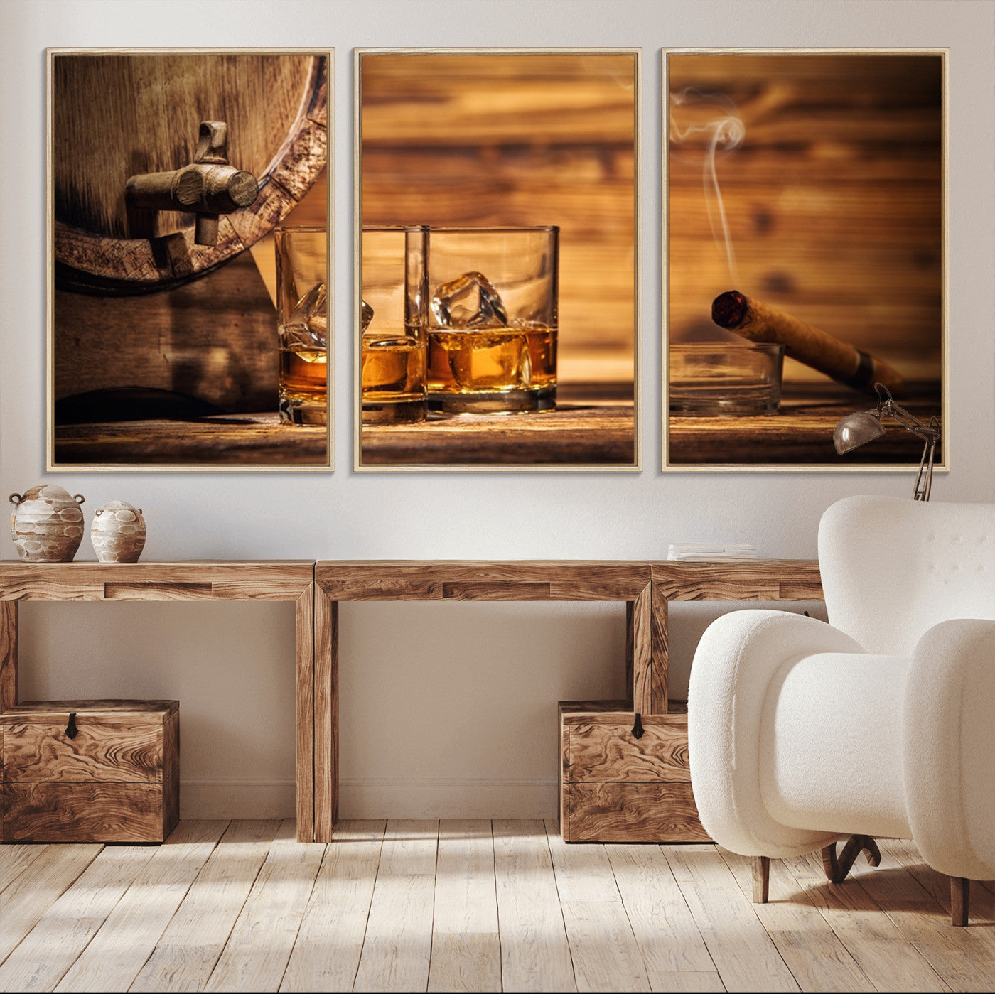 -Rustic Whiskey and Barrel Canvas Print