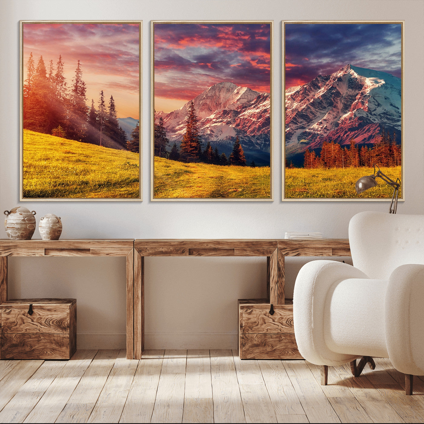 48448-MGV-CV-36X24-Mountain and Daylight Red Sunset Wall Art Canvas Print