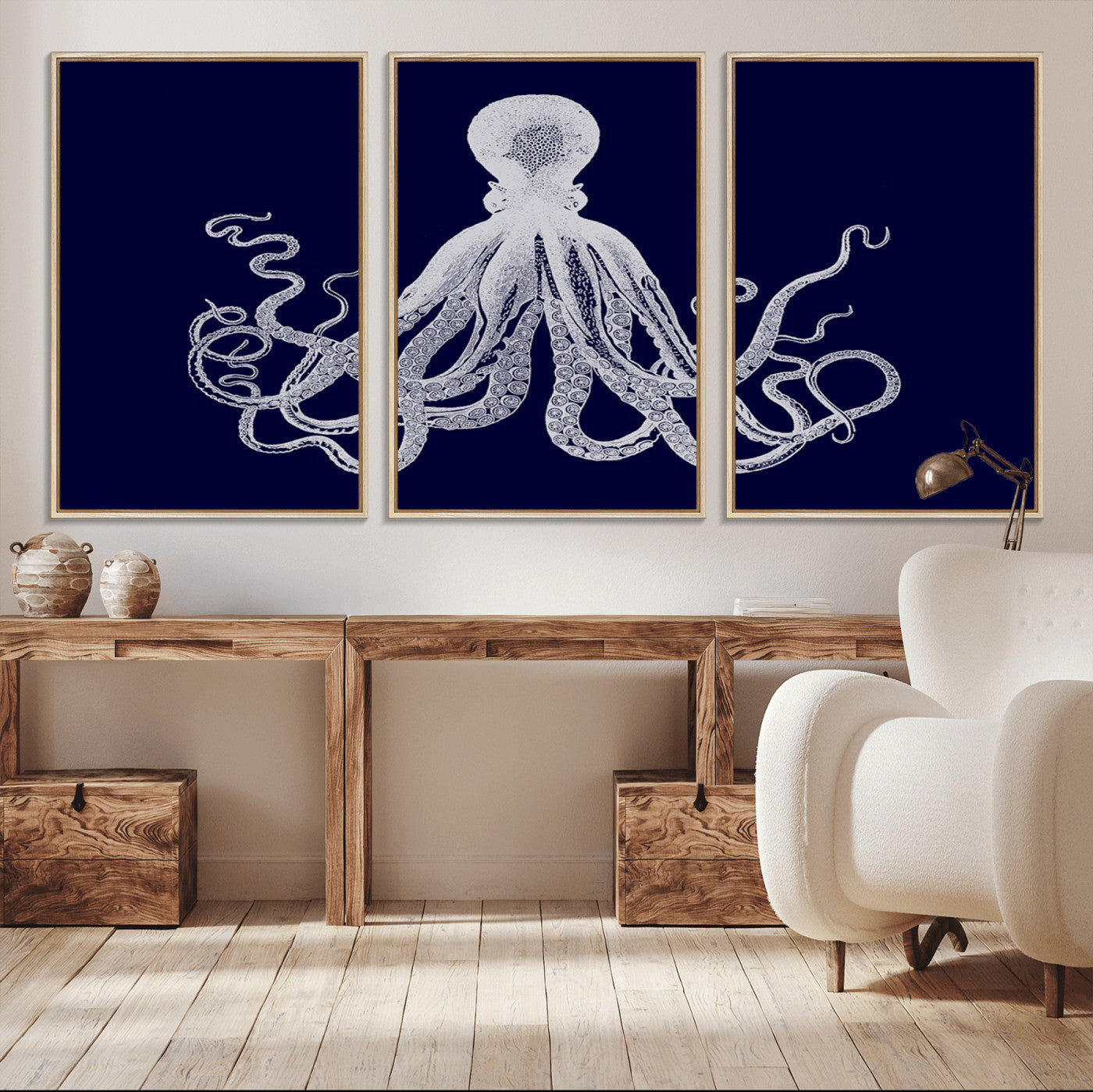 11865-MGV-CV-36X24-Blue Octopus Wall Art Canvas Print
