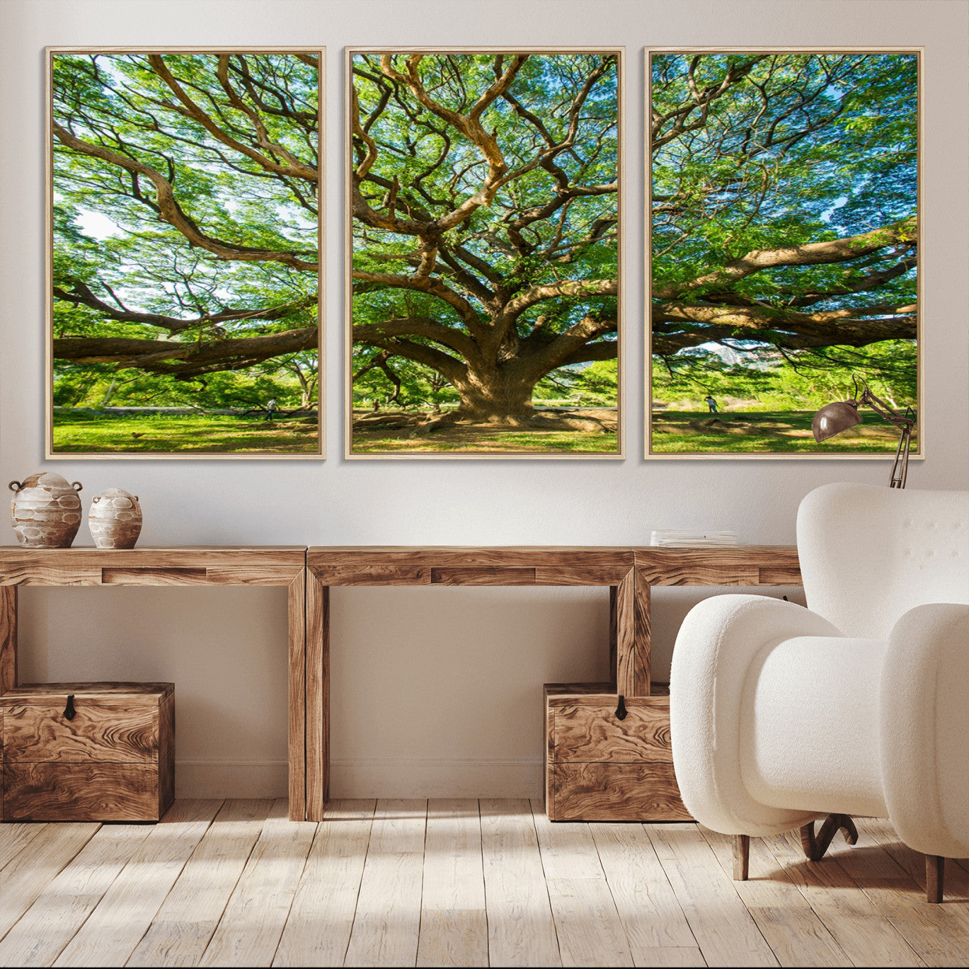 MGV-FC-60X30-3P - Angel Oak Tree Wall Art | Oak Canvas Print | Multi Panel Landscape Wall Art | Ready to Hang Wall Art