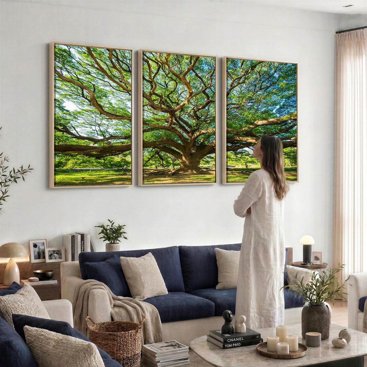 70569-MGV-CV-24X16 - Majestic Oak Tree Wall Art | Serene Nature Canvas Print with Spreading Branches
