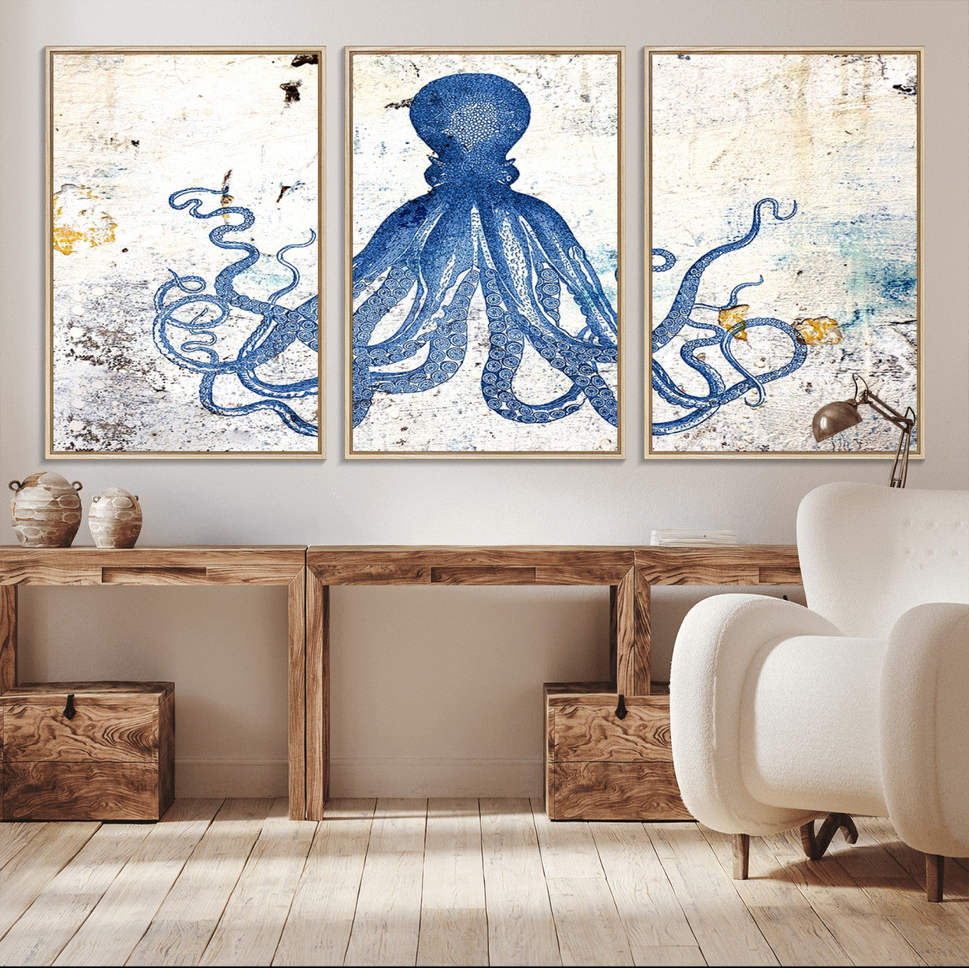 38211-MGV-CV-36X24-Octopus Canvas Wall Art | Coastal Marine Life Artwork for Living Room, Bedroom, or Office |