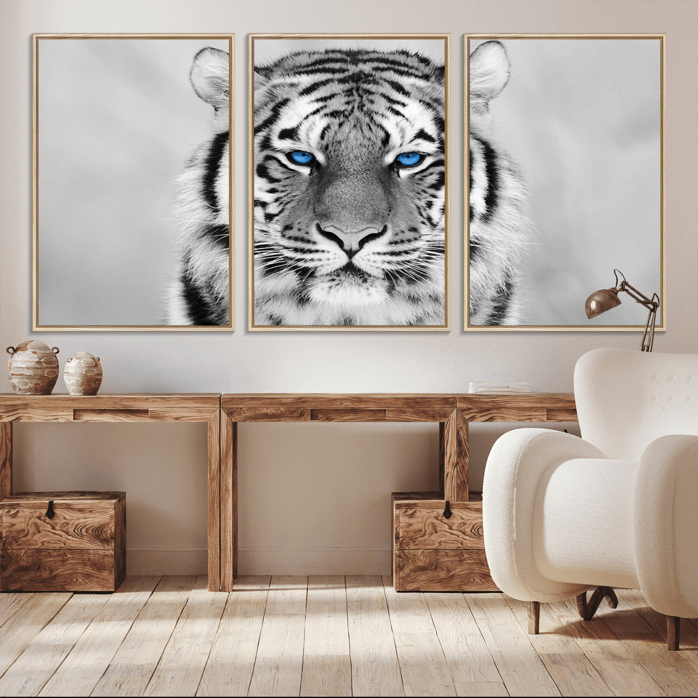 46396-MGV-FC-60X30-3P_Natural-Tiger Canvas Artwork Wall Art Print