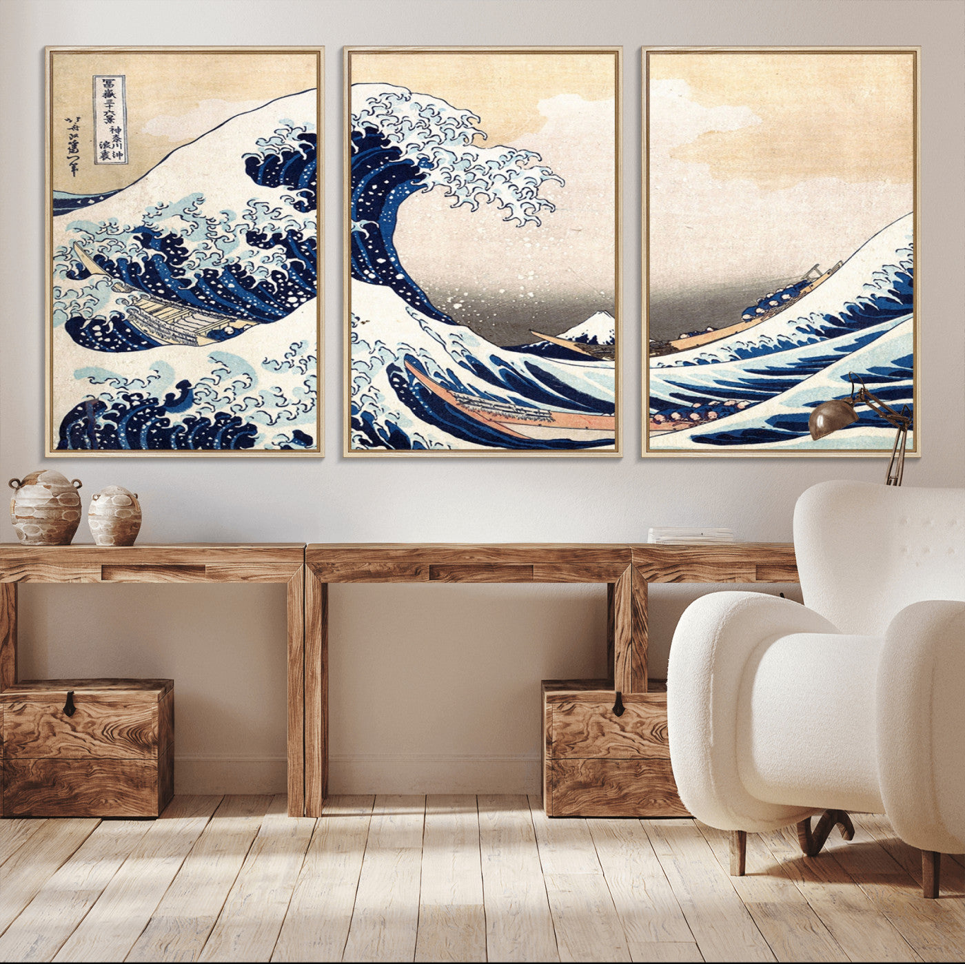 MGV-FC-60X30-3P - Wall Art Kanagawa Canvas Artwork Abstract Print