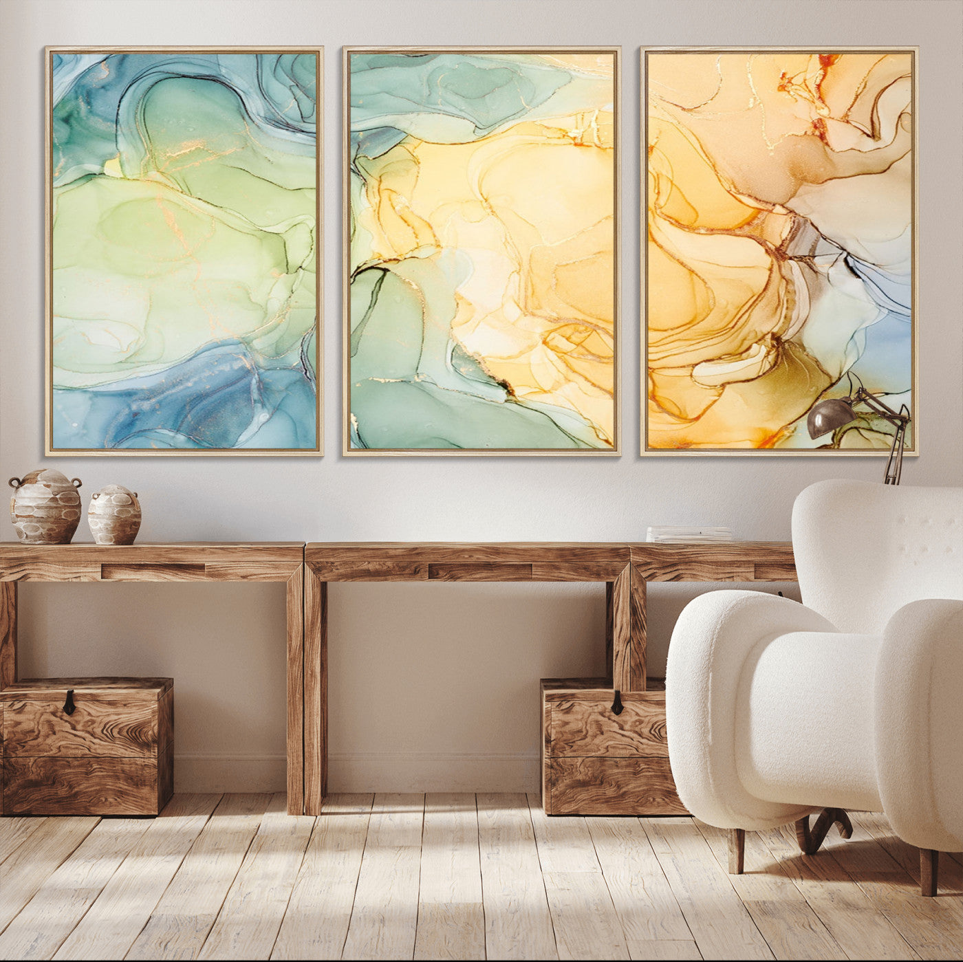 42195-MGV-CV-36X24-Green and Yellow Marble Fluid Effect Wall Art, Green and Yellow Marble Canvas Wall Art Print