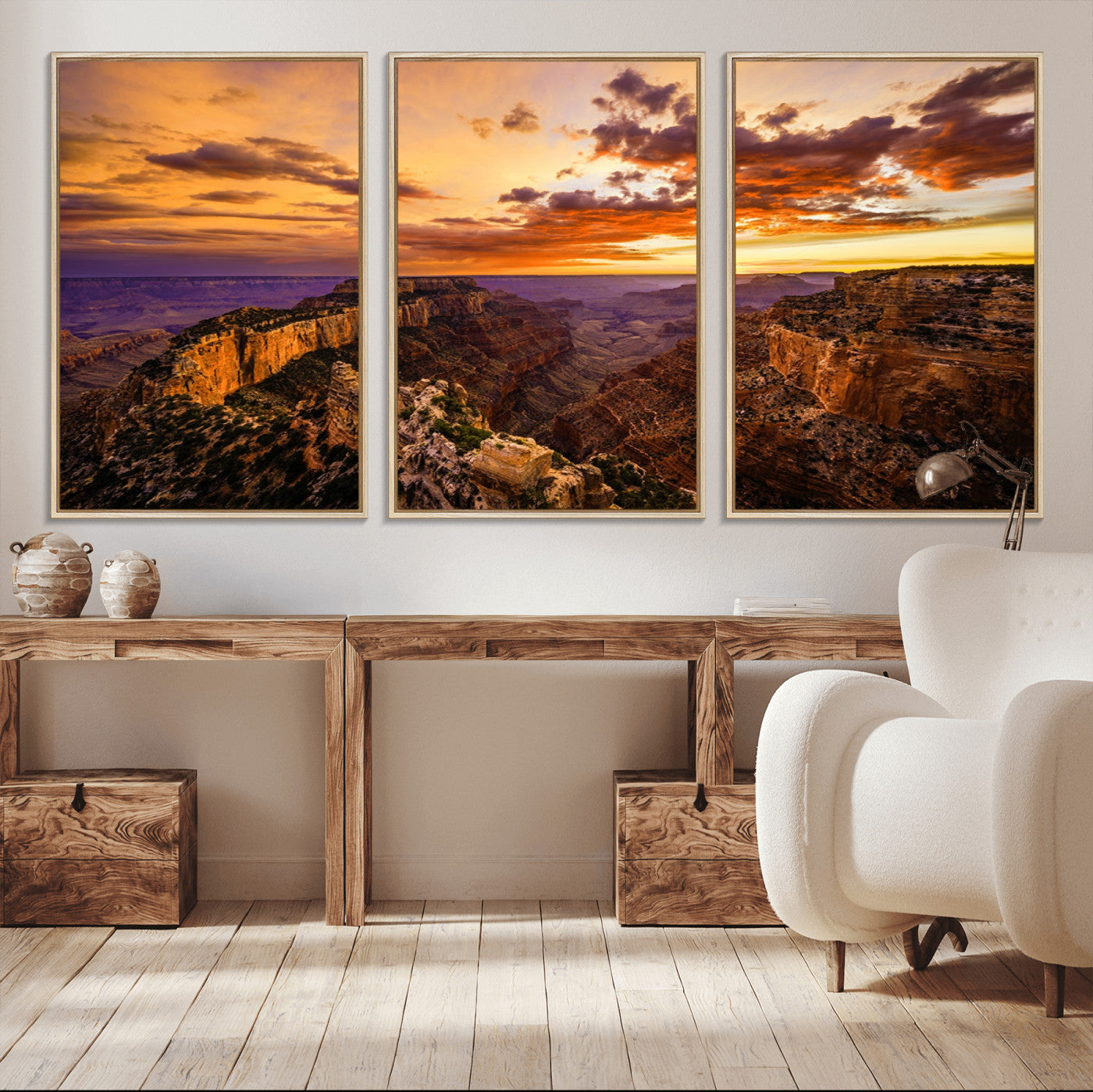 MGV-FC-60X30-3P - Mesmerizing Sunset from Grand Canyon Nal Park Wall Art, Grand Canyon Canvas Print