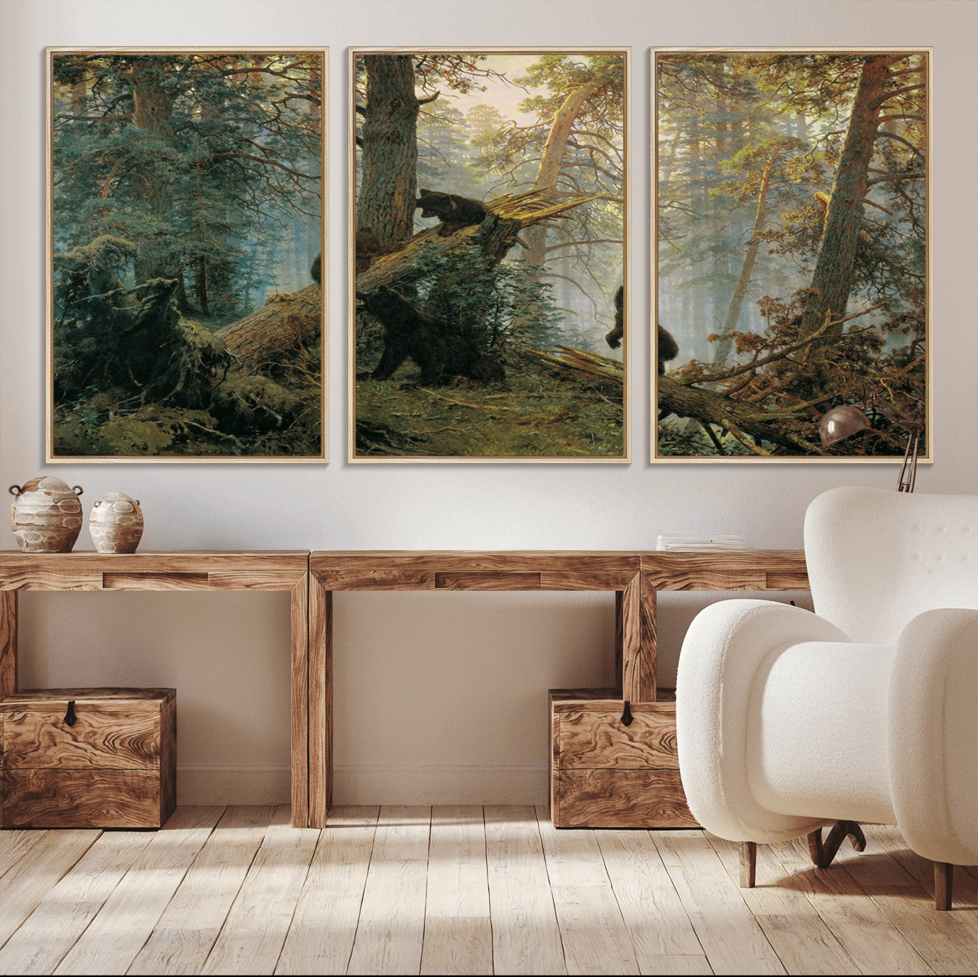 MGV-FC-60X30-3P - Grizzly Bear Cubs Wall Art Canvas Print