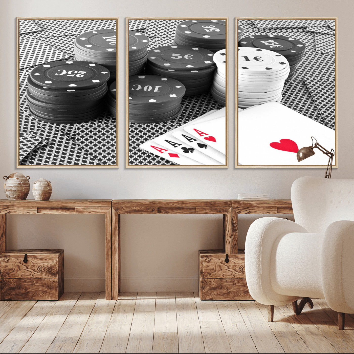 47531-MGV-CV-36X24-Poker Game Cards Wall Art Canvas, Multi Panel Wall Art Canvas Print