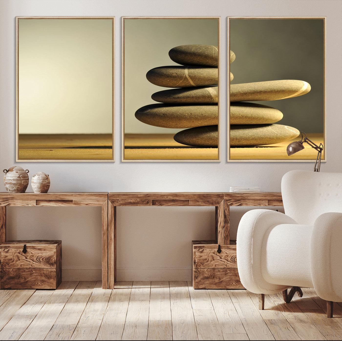 90045-MGV-CV-36X24-Fluvial Zen Stones Canvas Wall Art Print