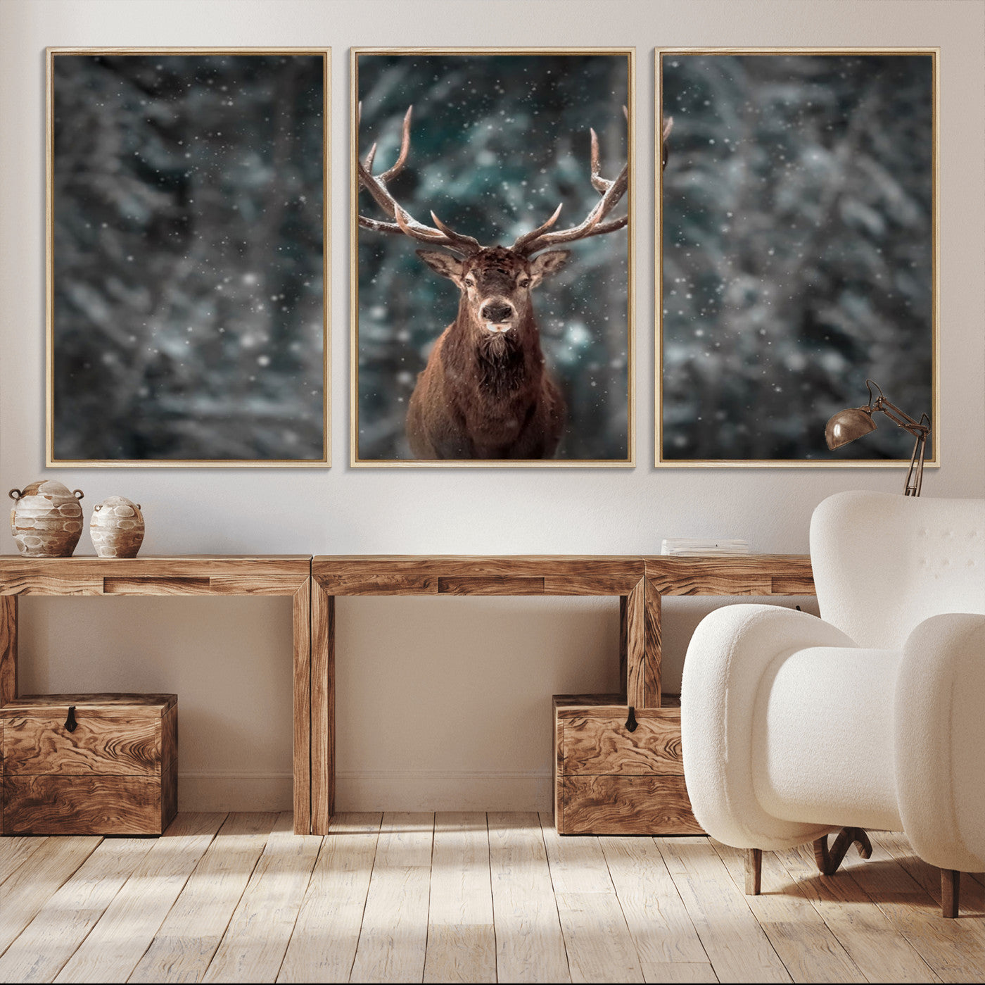 MGV-FC-60X30-3P - Wall Art Deer Art Animal Canvas, Framed Wall Art Deer Canvas Print