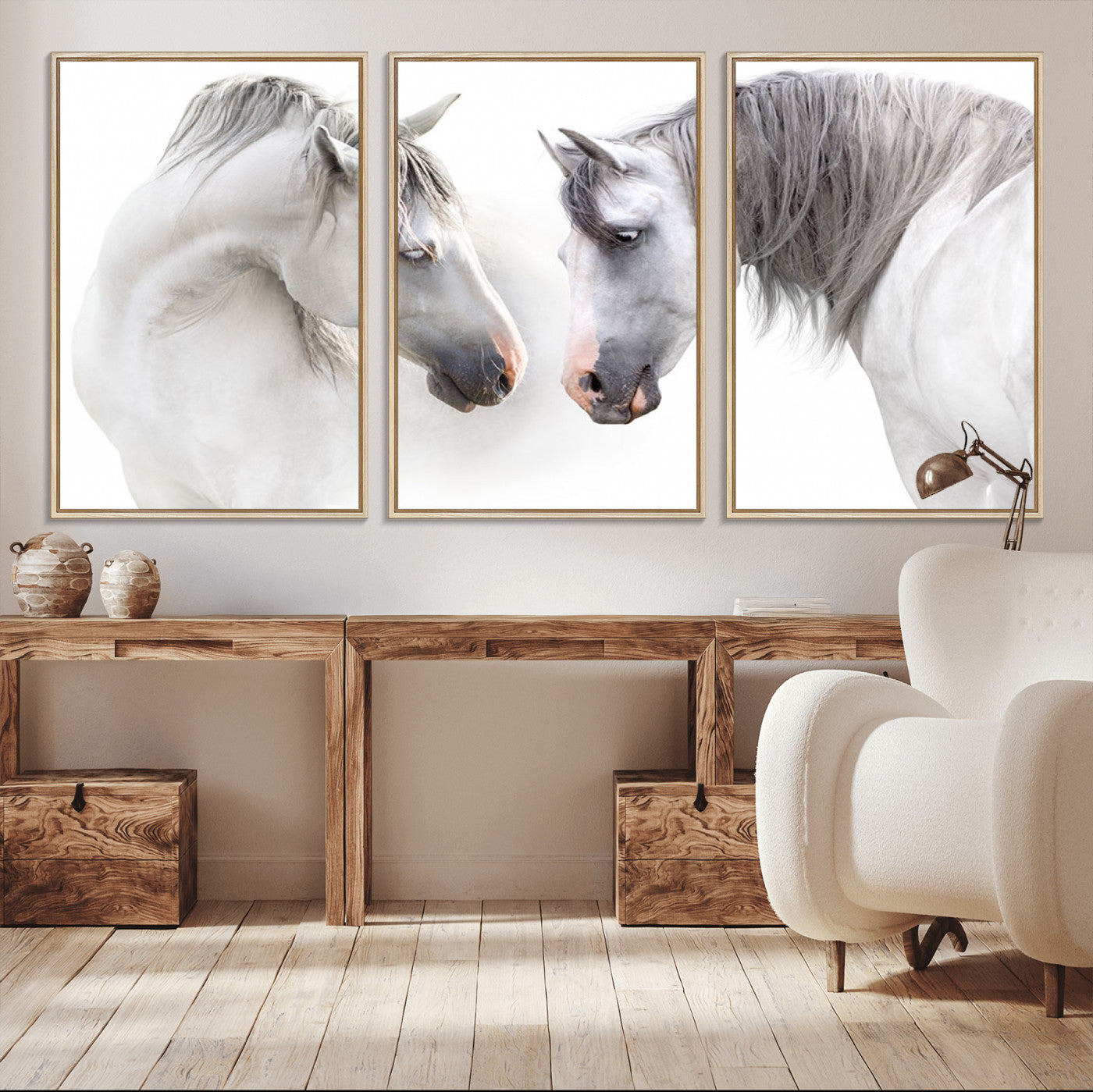 81129-MGV-CV-36X24-White Horse Wall Art Animal Canvas Print