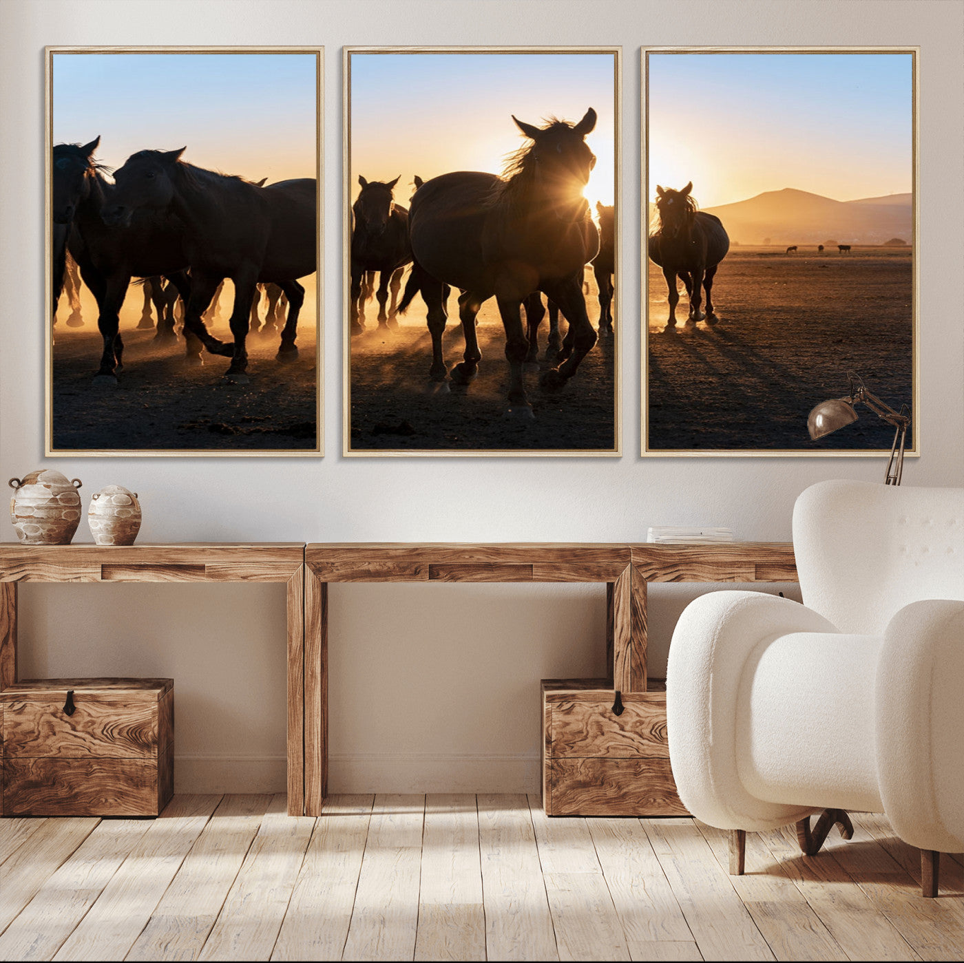 MGV-FC-60X30-3P - Horse Herd Wall Art Animal Canvas Print