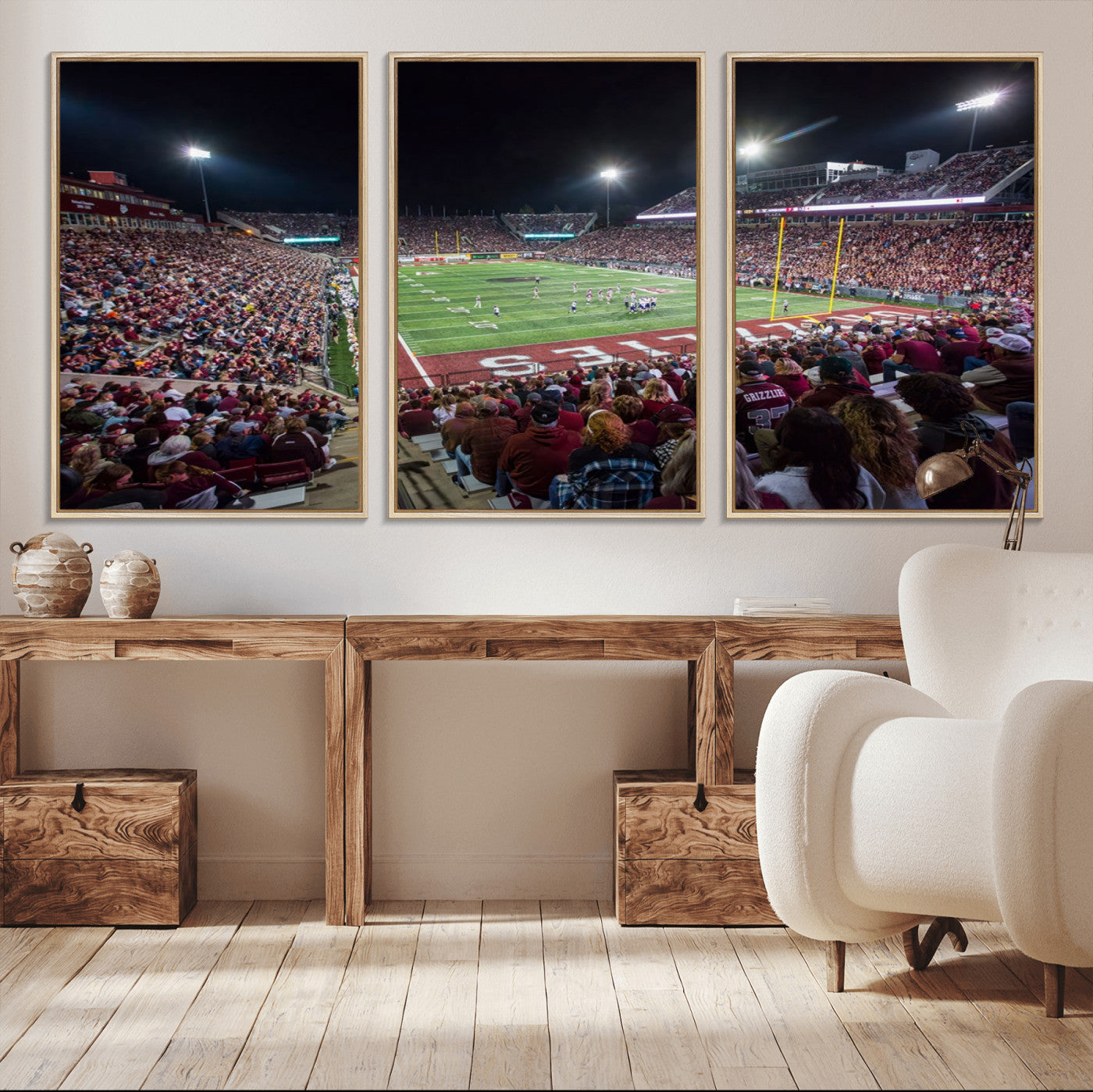 56191-MGV-CV-36X24-American Football Wall Art Canvas Print Framed Stadium Sport Wall Art Print Iconic Game Day Decor for Home, Office