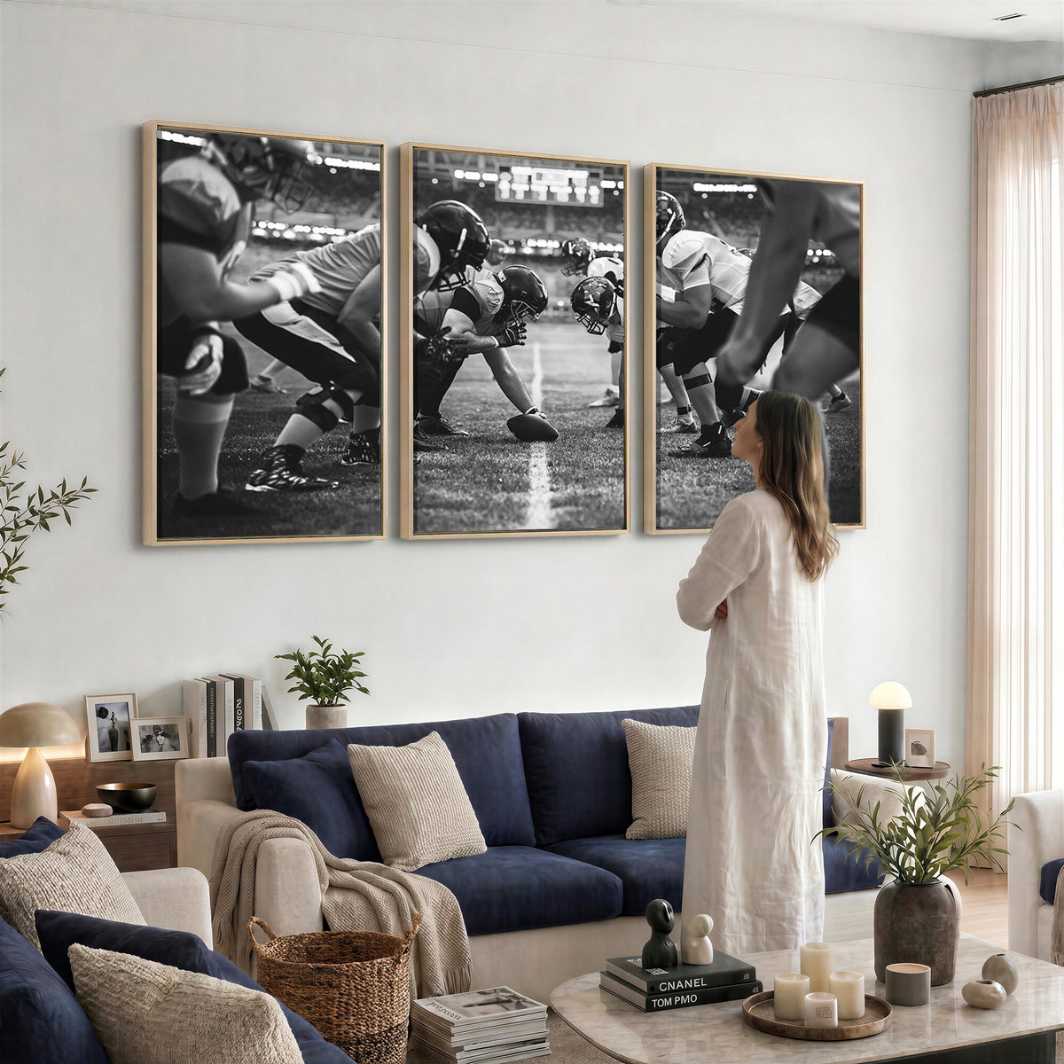 13273-MGV-CV-36X24 - American Football Wall Art Canvas Print Framed Stadium Sport