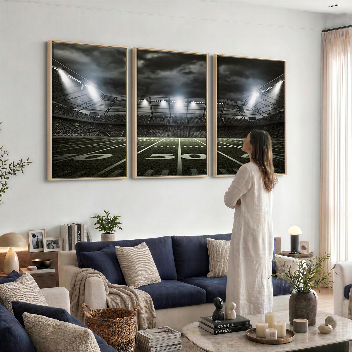 90107-MGV-CV-36X24 - American Football Stadium Wall Art Canvas Print, Stadium Sport Wall Art Print