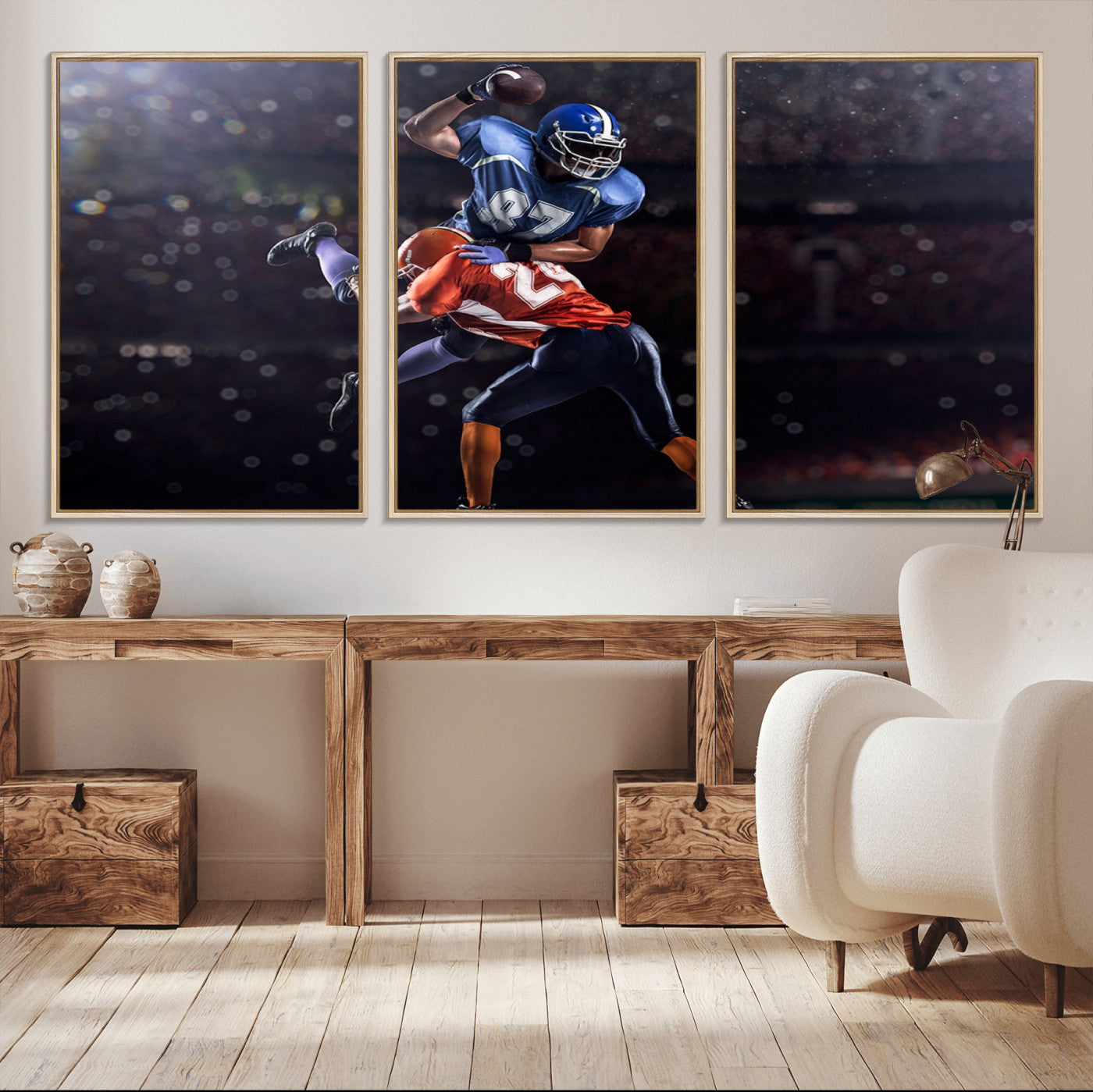 76491-MGV-CV-36X24-American Football Wall Art Canvas Print, Stadium Sport Wall Art Print
