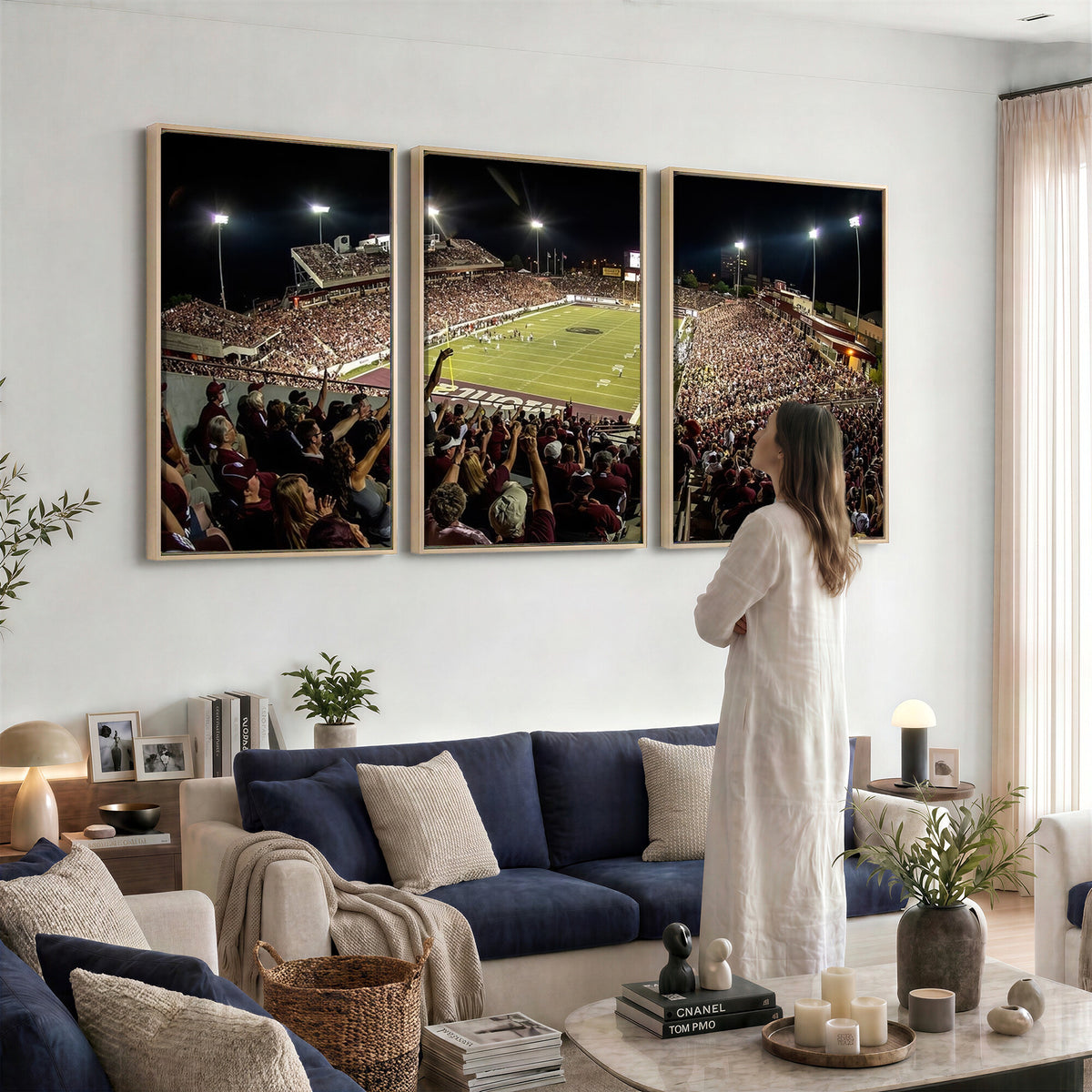 94126-MGV-CV-36X24 - Washington-Grizzly Stadium Canvas Wall Art | Exciting Game Night Atmosphere in Panoramic View