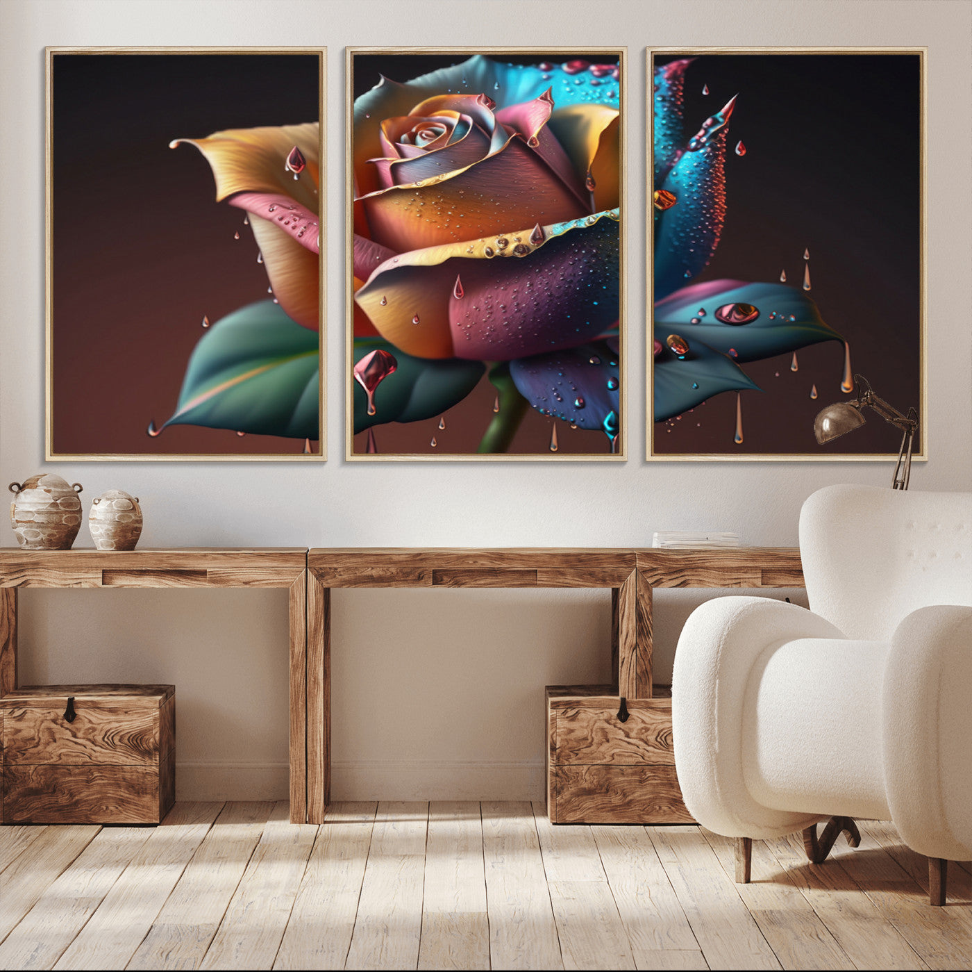 MGV-FC-60X30-3P - Abstract Rose Wall Art Canvas Print