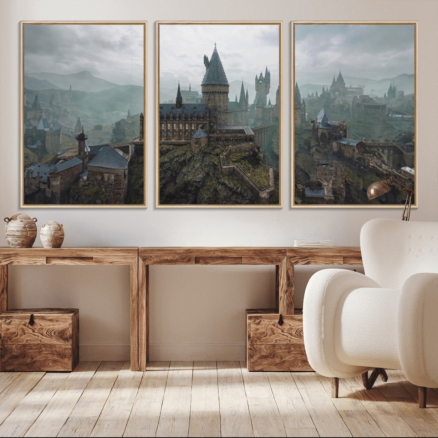 MGV-FC-60X30-3P - Disney Castle Wall Art Canvas Print, Living Kids Home Room Decor Art Print