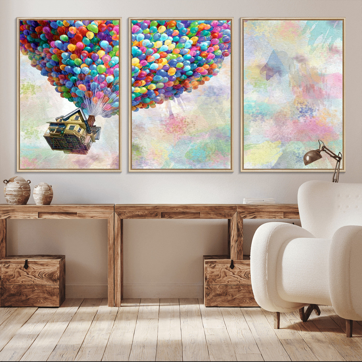 MGV-FC-60X30-3P - Up Pixar Poster, Look Up Pixar Wall Art, Up Pixar Canvas, Kids Play Game Room Decor Wall Art