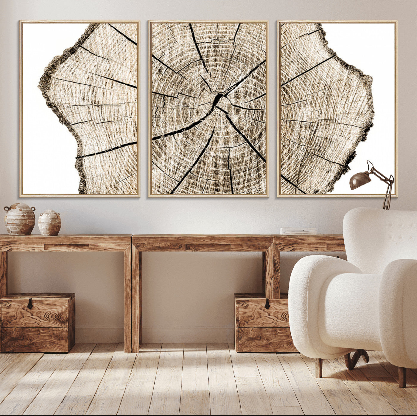 12450-MGV-CV-36X24-Abstract Wood Tree Ring Wall Art - Ready to Hang Minimalist Wooden Design for Rustic & Contemporary