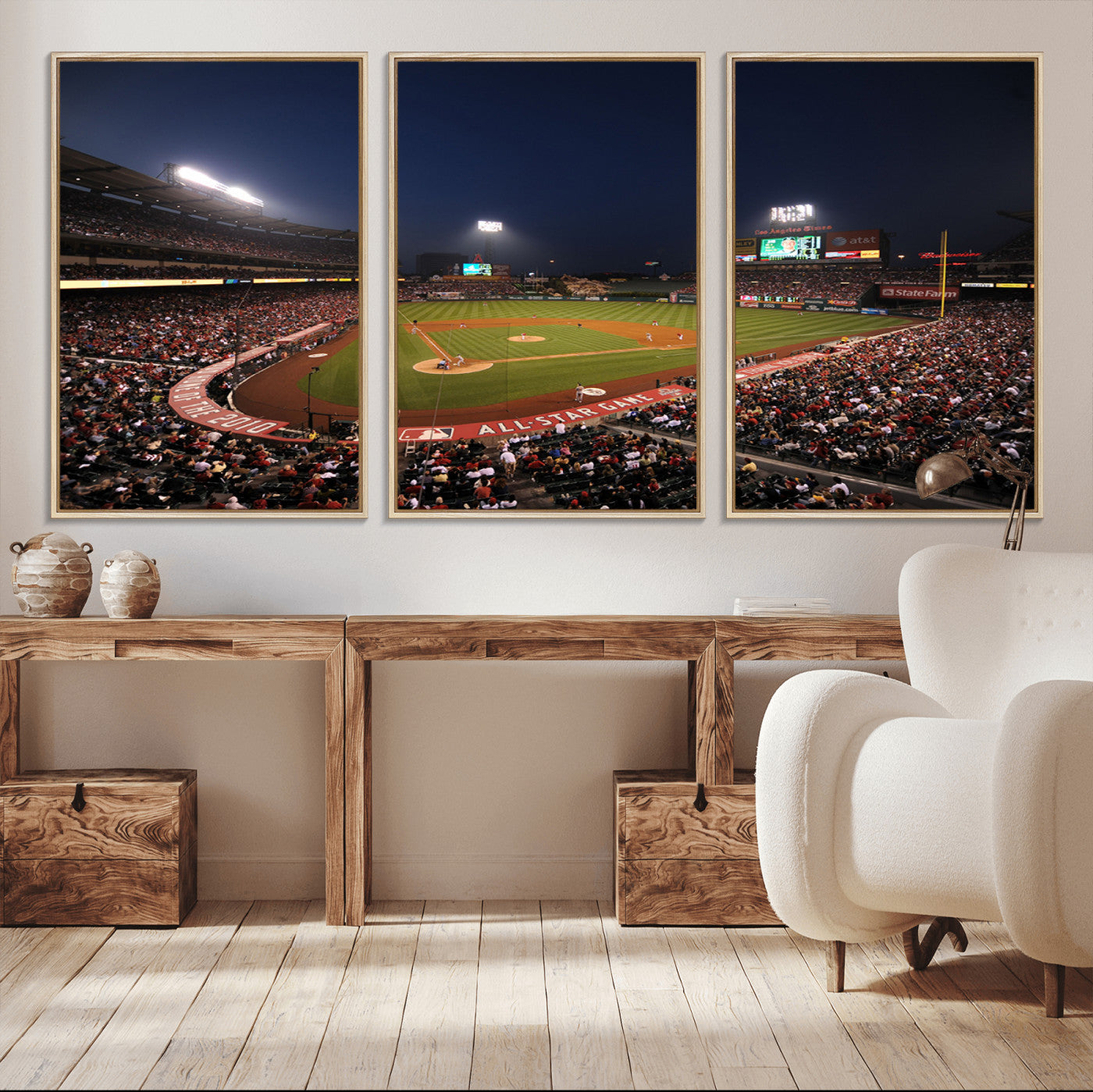 MGV-FC-60X30-3P - Los Angeles Angels Baseball Team Print - Anaheim Angel Stadium Wall Art Canvas Print