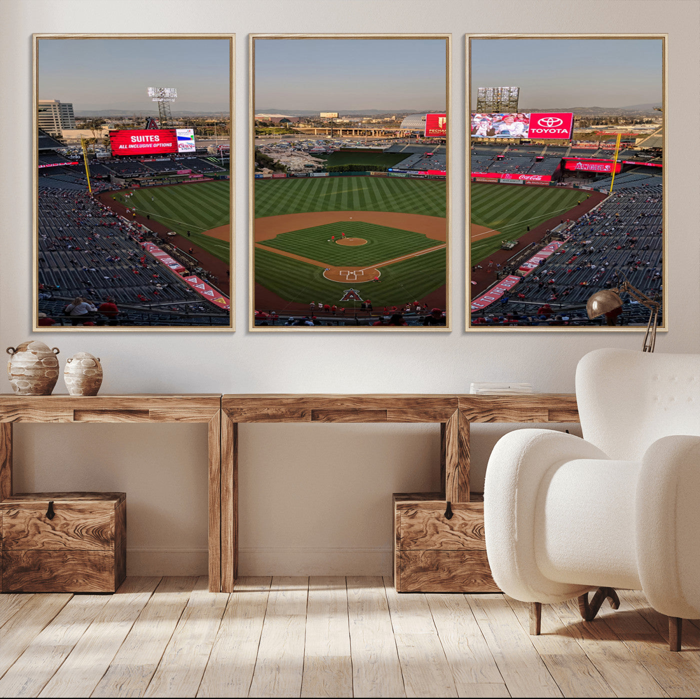 MGV-FC-60X30-3P - Los Angeles Angels Baseball Canvas Print - Anaheim Angel Stadium Wall Art Canvas Print