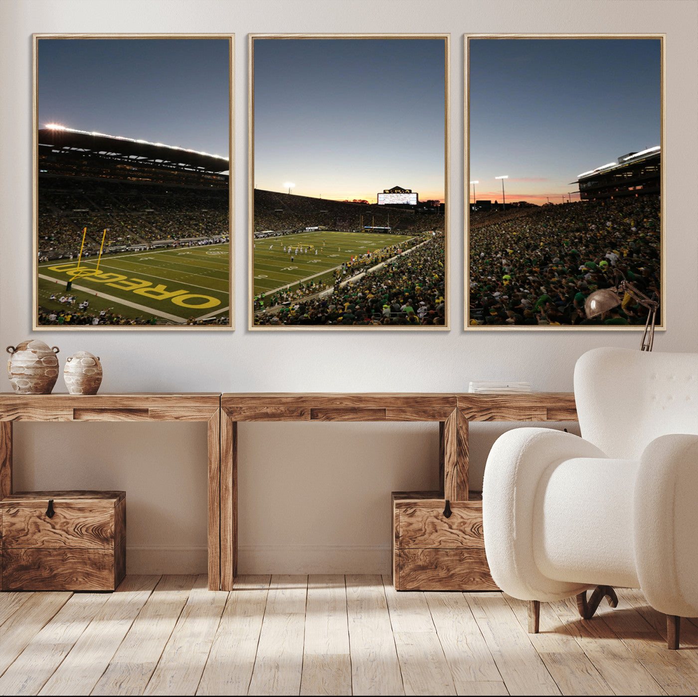 MGV-FC-60X30-3P - Oregon Ducks Football Team Print - Eugene Autzen Stadium Wall Art Canvas Print