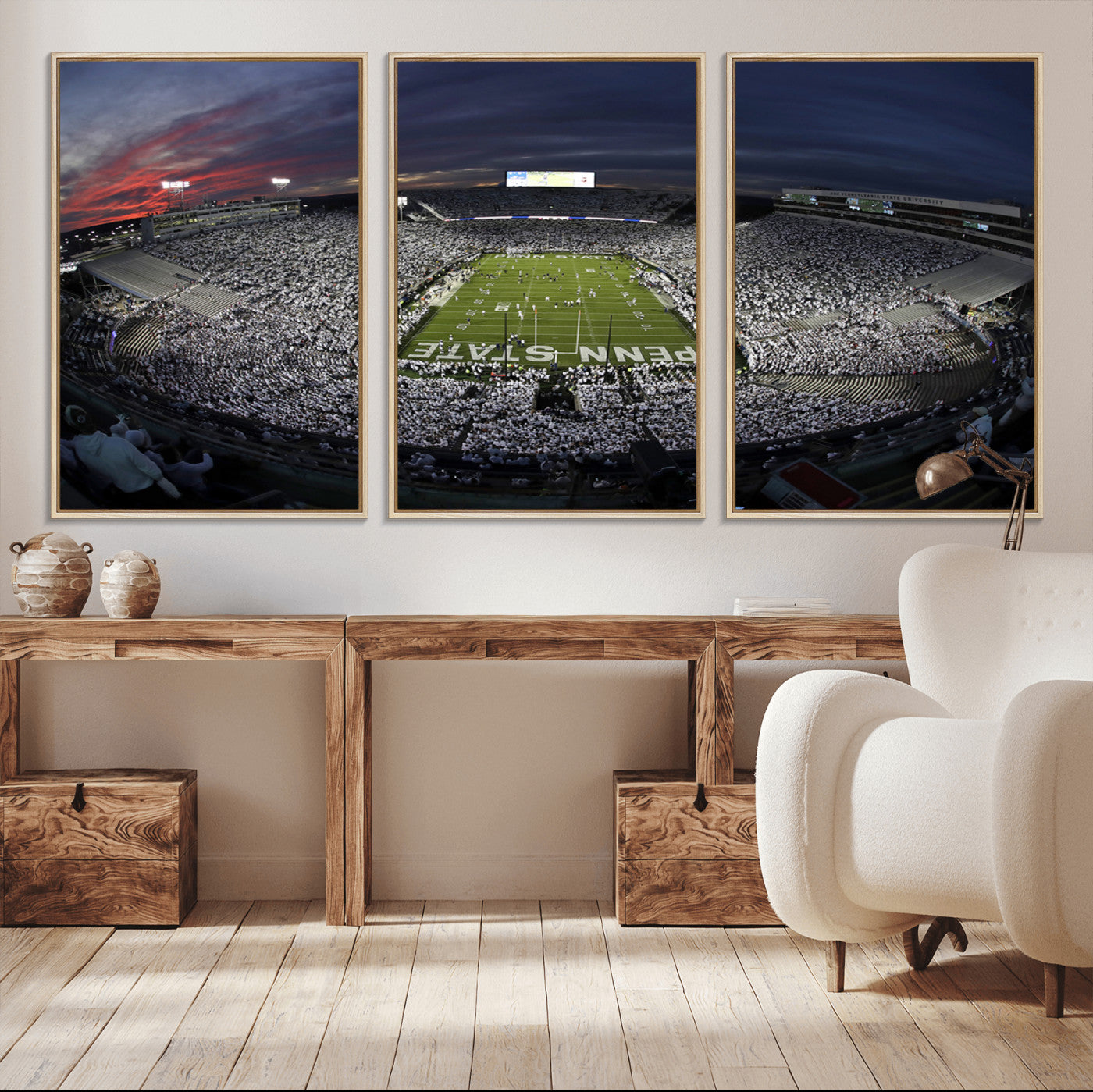 59877-MGV-FC-60X30-3P_Natural-Penn State University Nittany Lions Football Team Print - University Park Beaver Stadium Wall Art
