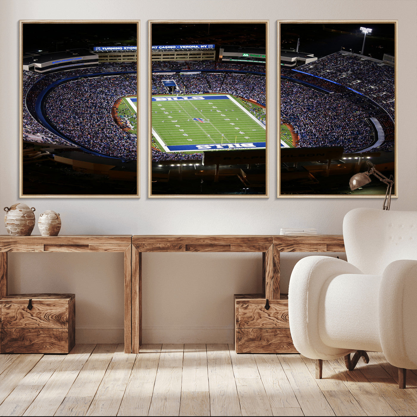 MGV-FC-60X30-3P - Buffalo Bills NFL Football Team Print - Highmark Stadium Wall Art Canvas Print