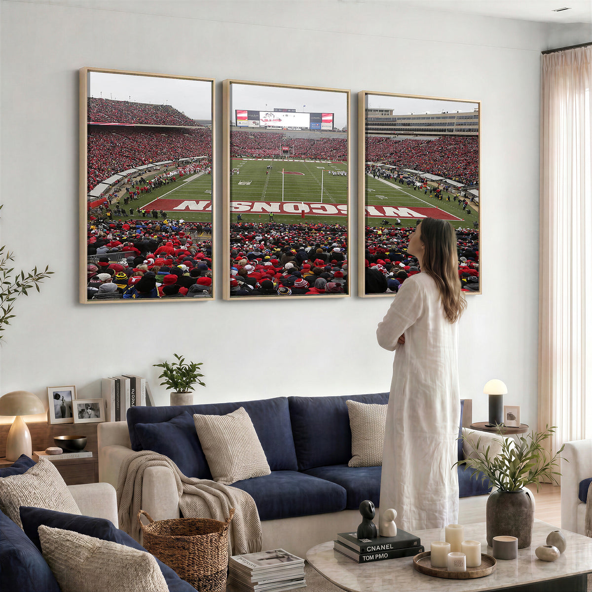 23461-MGV-CV-36X24 - Wisconsin Badgers Team Print Canvas, Madison Camp Randall Stadium Wall Art