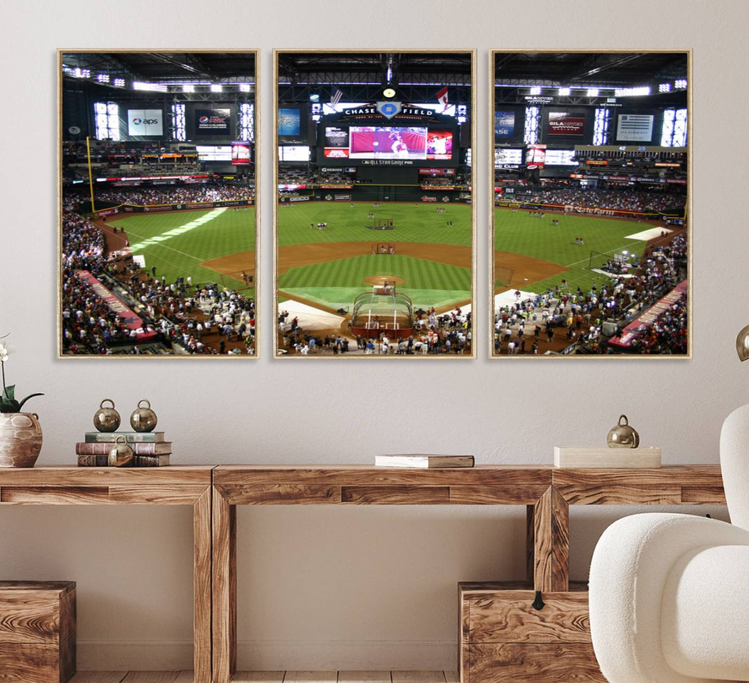 The Arizona Diamondbacks Canvas Print of Chase Field is a meaningful piece of wall art for any sports fan.