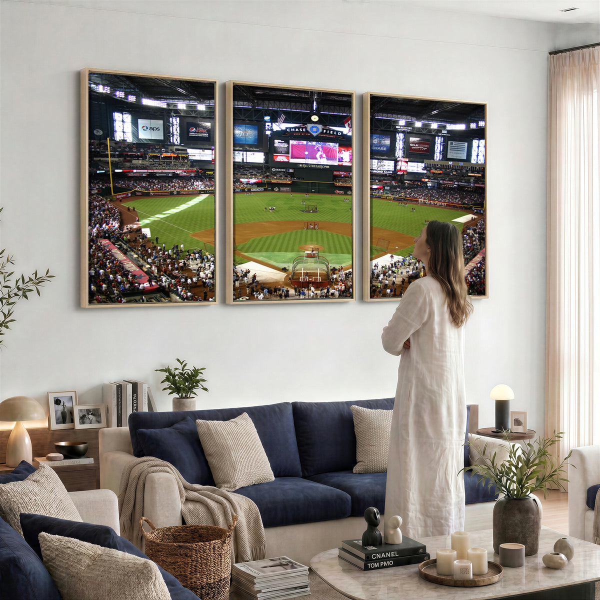 91630-MGV-CV-36X24 - Arizona Diamondbacks Baseball Team Print, Phoenix Chase Field Baseball Stadium Wall Art