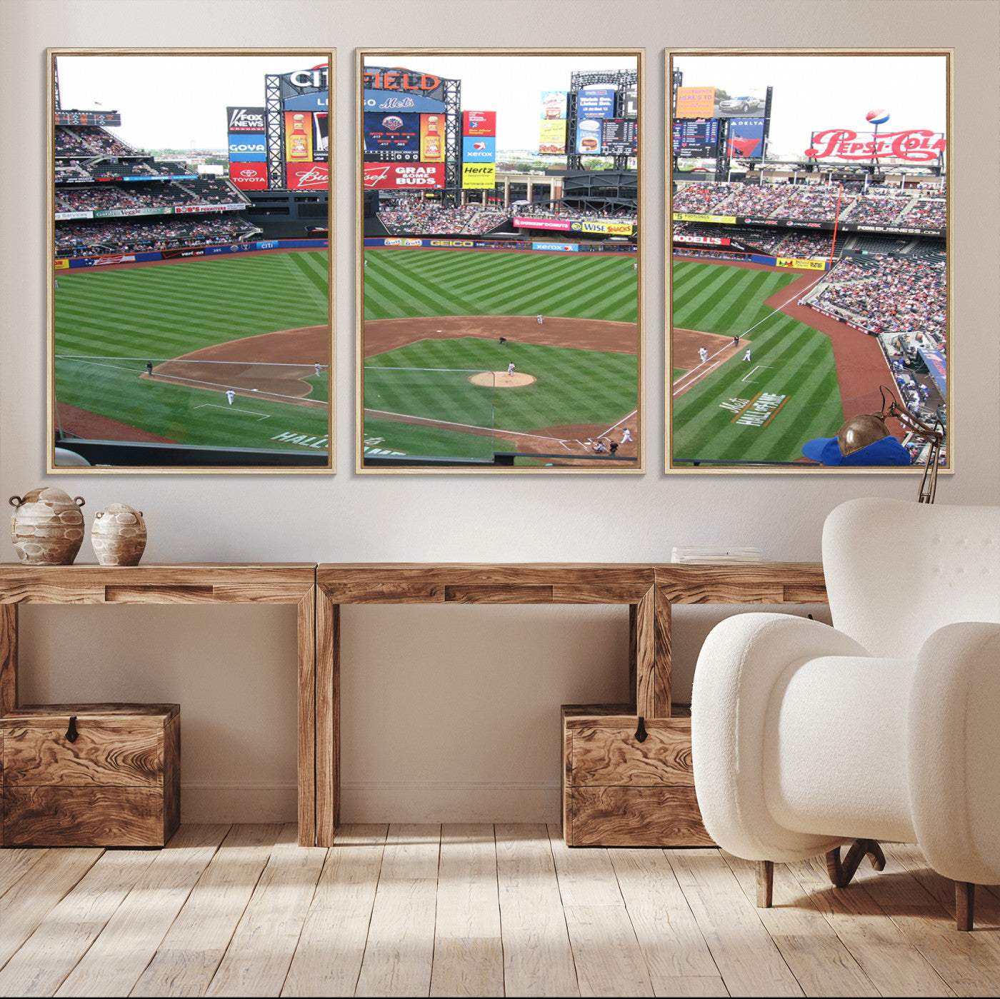 MGV-FC-60X30-3P - New York Mets Baseball Team Print - Citi Field Baseball Stadium Wall Art Canvas Print
