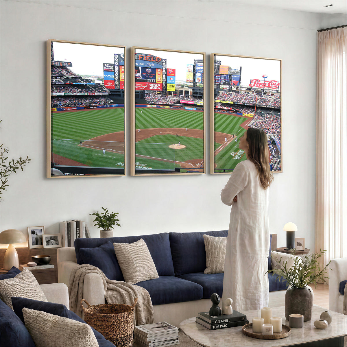 64829-MGV-CV-36X24 - New York Mets Baseball Team Print, Citi Field Baseball Stadium Wall Art