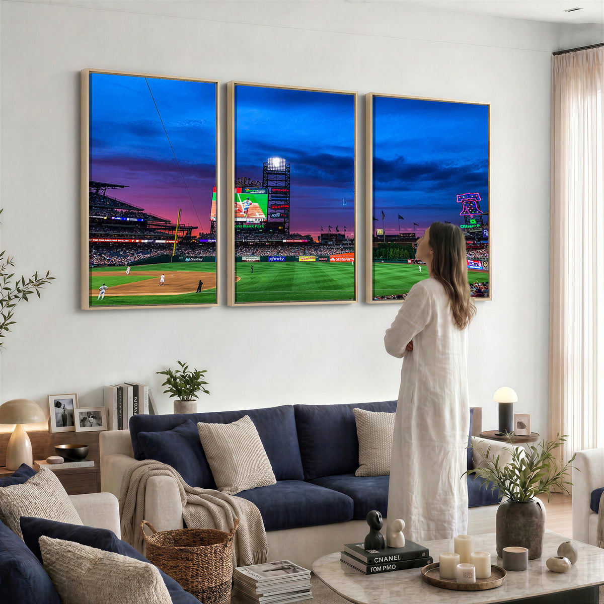 20427-MGV-CV-36X24 - Philadelphia Phillies Baseball Team Print, Citizens Bank Park, Extra Large Game Room Wall Decor