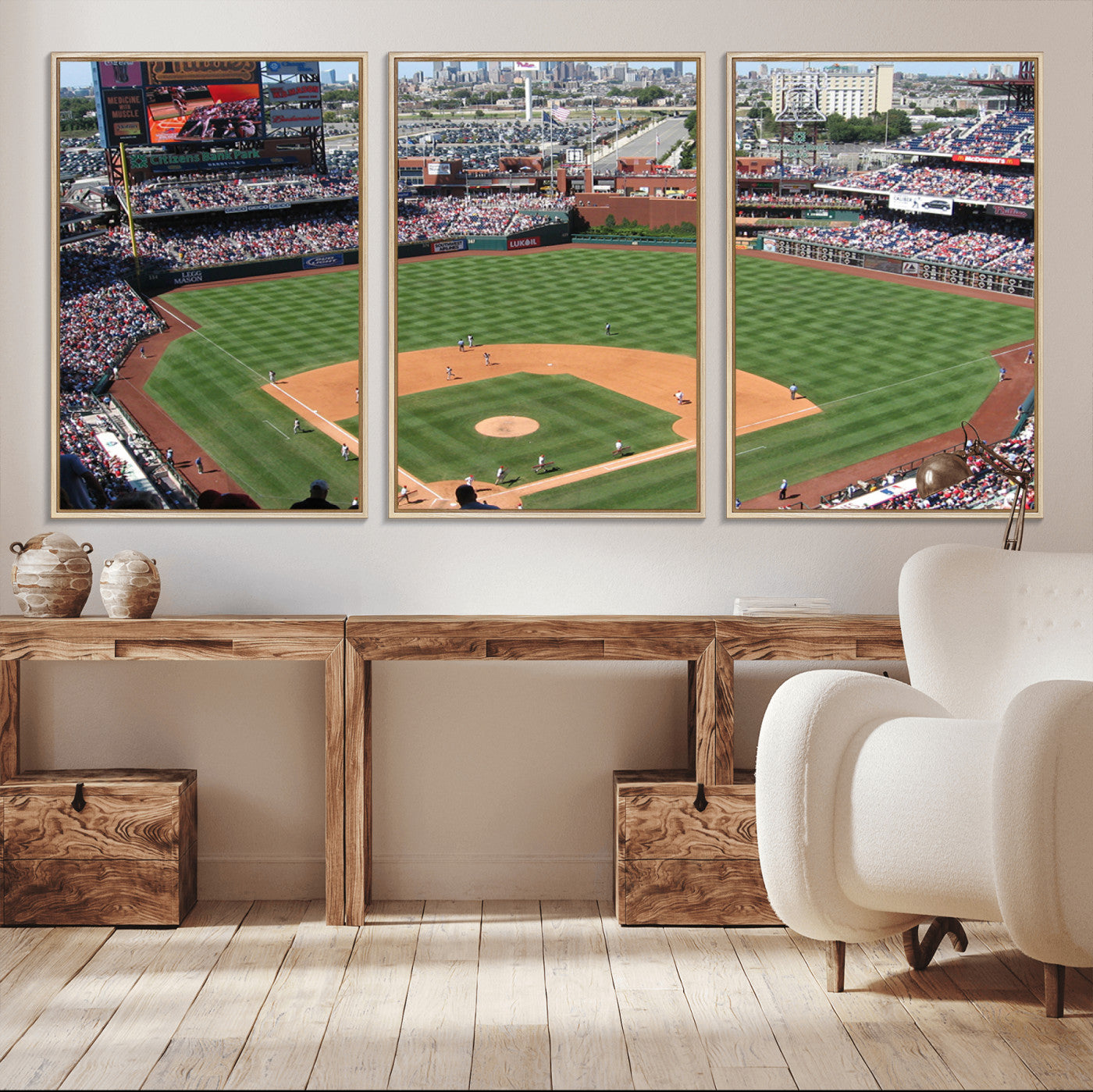 MGV-FC-60X30-3P - Philadelphia Phillies Baseball Team Print - Philadelphia Citizens Bank Park Stadium Wall Art Canvas