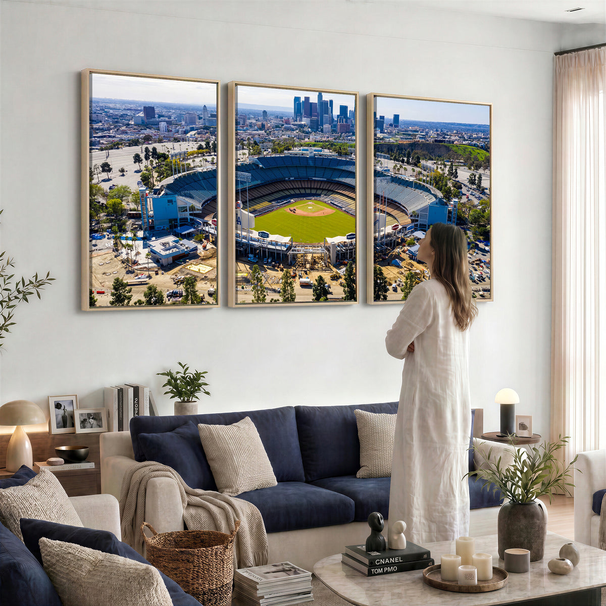 58596-MGV-CV-36X24 - Los Angeles Dodgers Dodger Stadium Wall Art Canvas Print, Extra Large Game Room Wall Decor