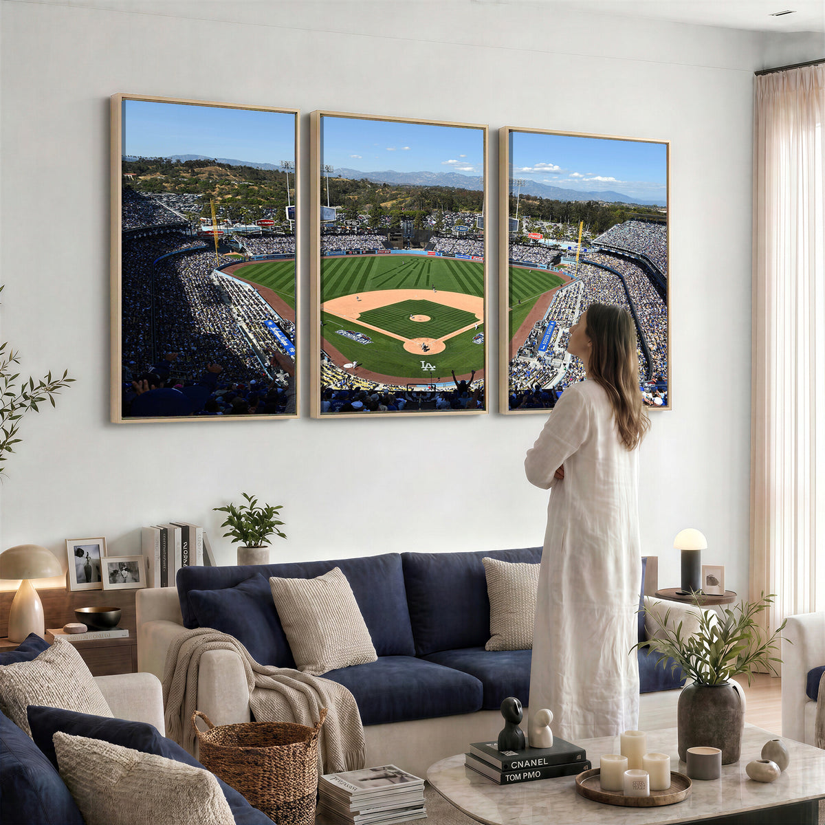20436-MGV-CV-36X24 - Los Angeles Dodgers Dodger Stadium Wall Art Canvas Print, Framed and Ready to Hang