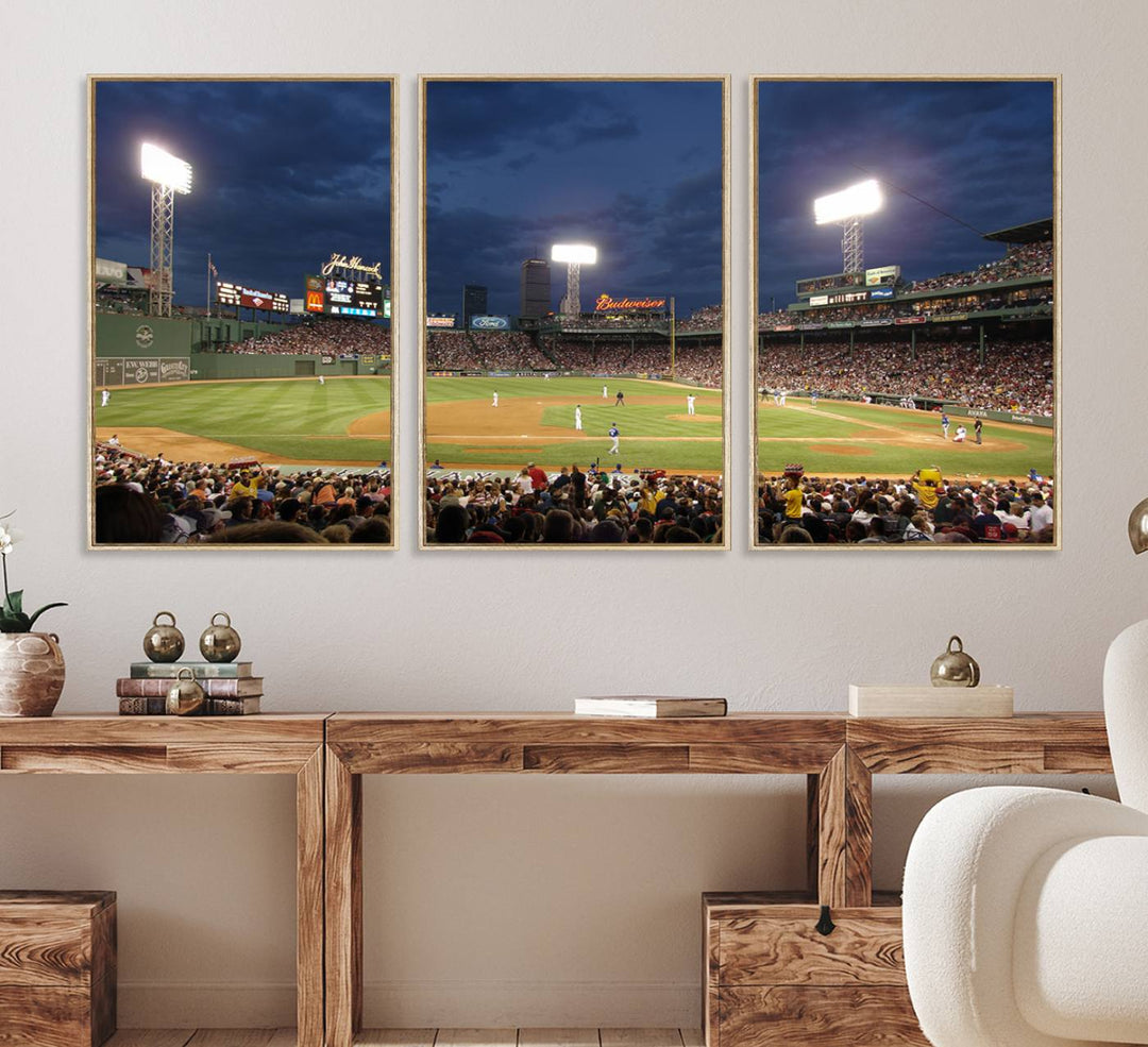 The Boston Red Sox Fenway Park Canvas: a cozy baseball scene, perfect wall art.