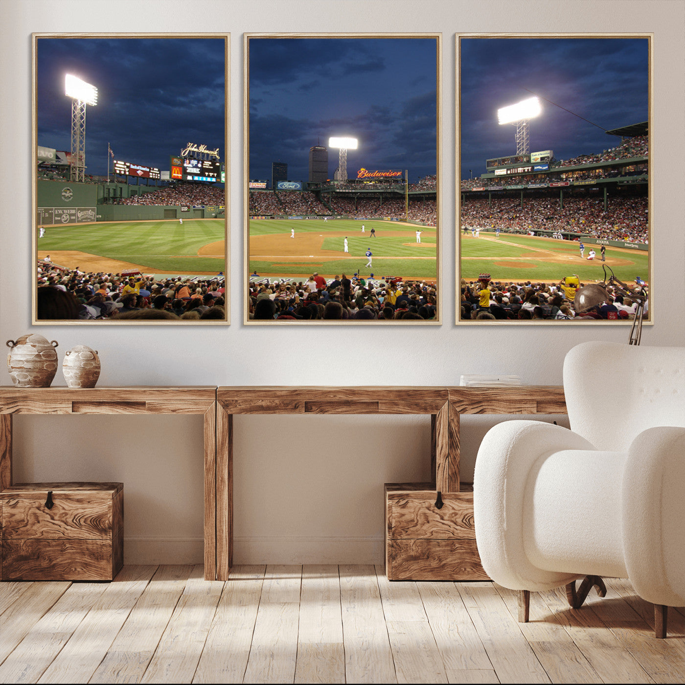 MGV-FC-60X30-3P - Boston Red Sox Baseball Team Print Canvas - Massachusetts Fenway Park Stadium Wall Art Canvas Print