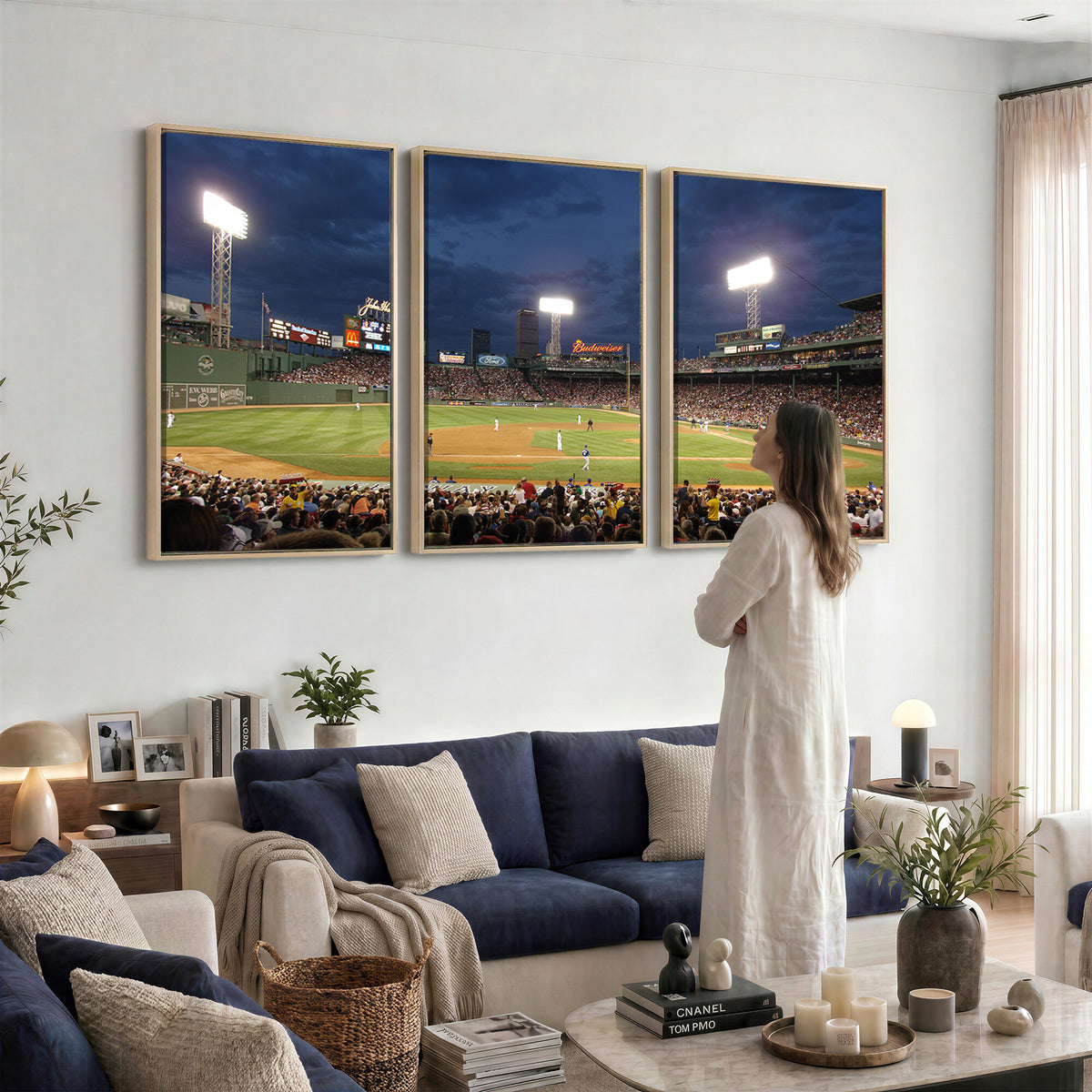 85099-MGV-CV-36X24 - Boston Red Sox Baseball Team Print Canvas, Massachusetts Fenway Park Stadium Wall Art