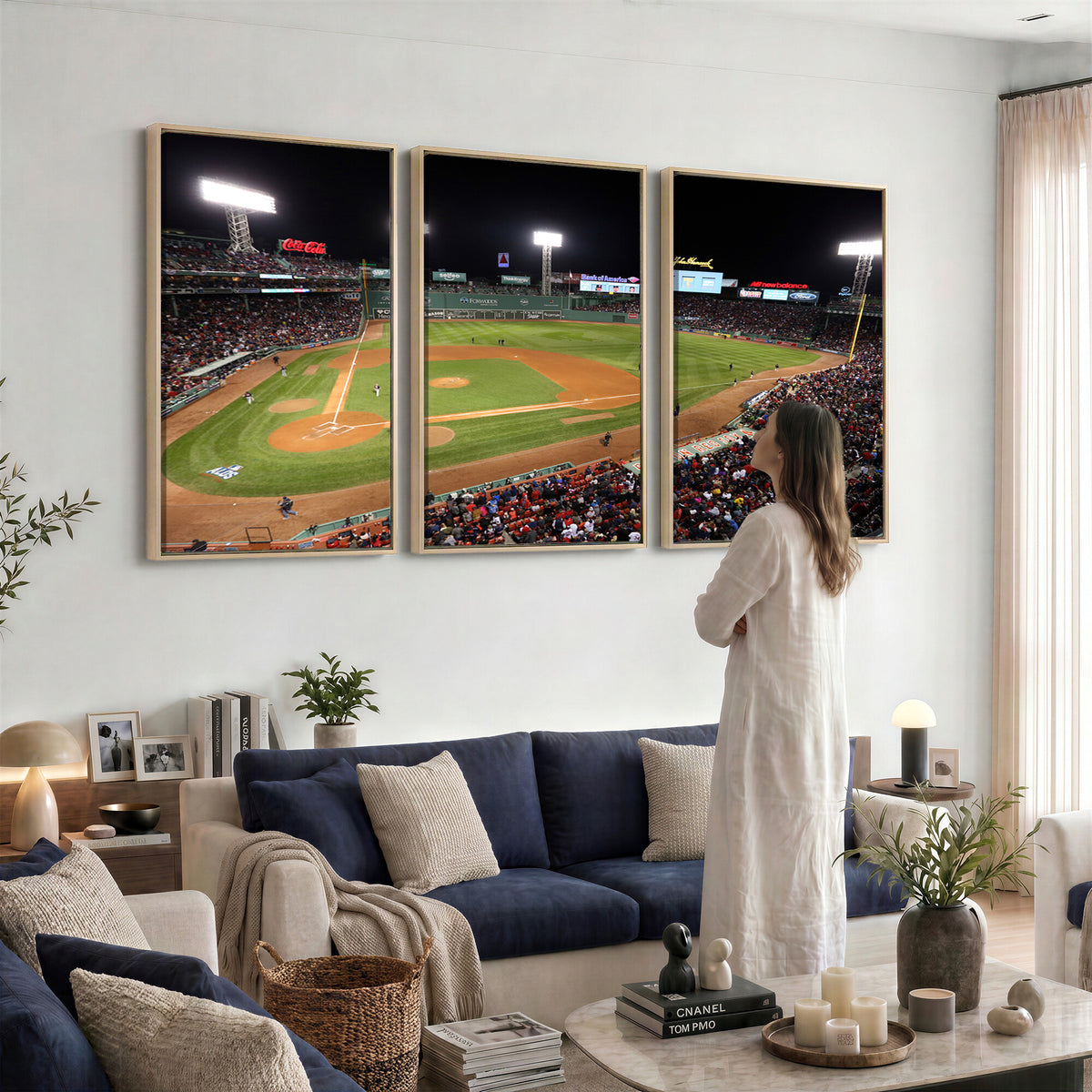 41158-MGV-CV-36X24 - Boston Red Sox Baseball Team Print, Massachusetts Fenway Park Stadium Wall Art