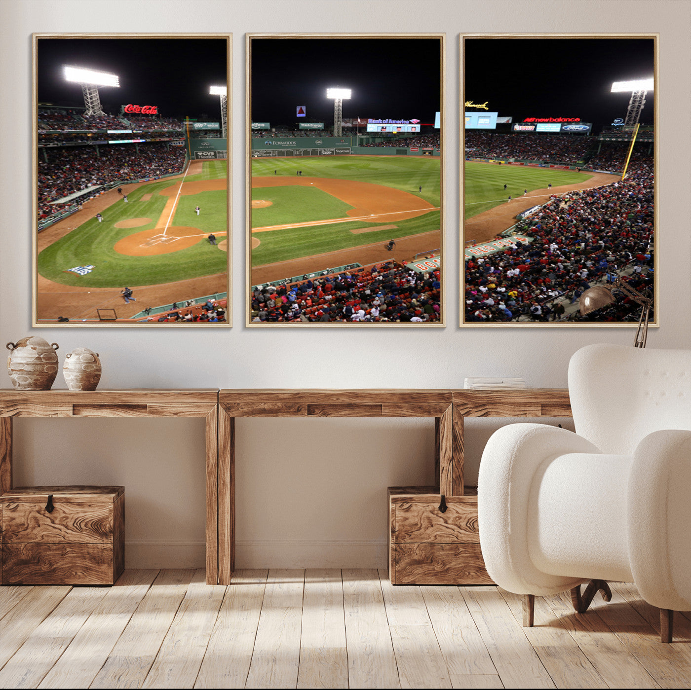 MGV-FC-60X30-3P - Boston Red Sox Baseball Team Print - Massachusetts Fenway Park Stadium Wall Art Canvas Print