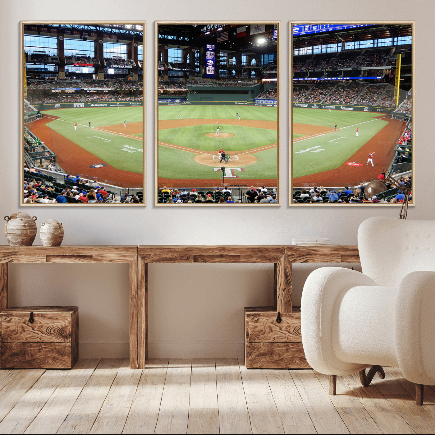 MGV-FC-60X30-3P - Texas Rangers Baseball Team Print - Arlington Globe Life Field Stadium Canvas Print Wall Art