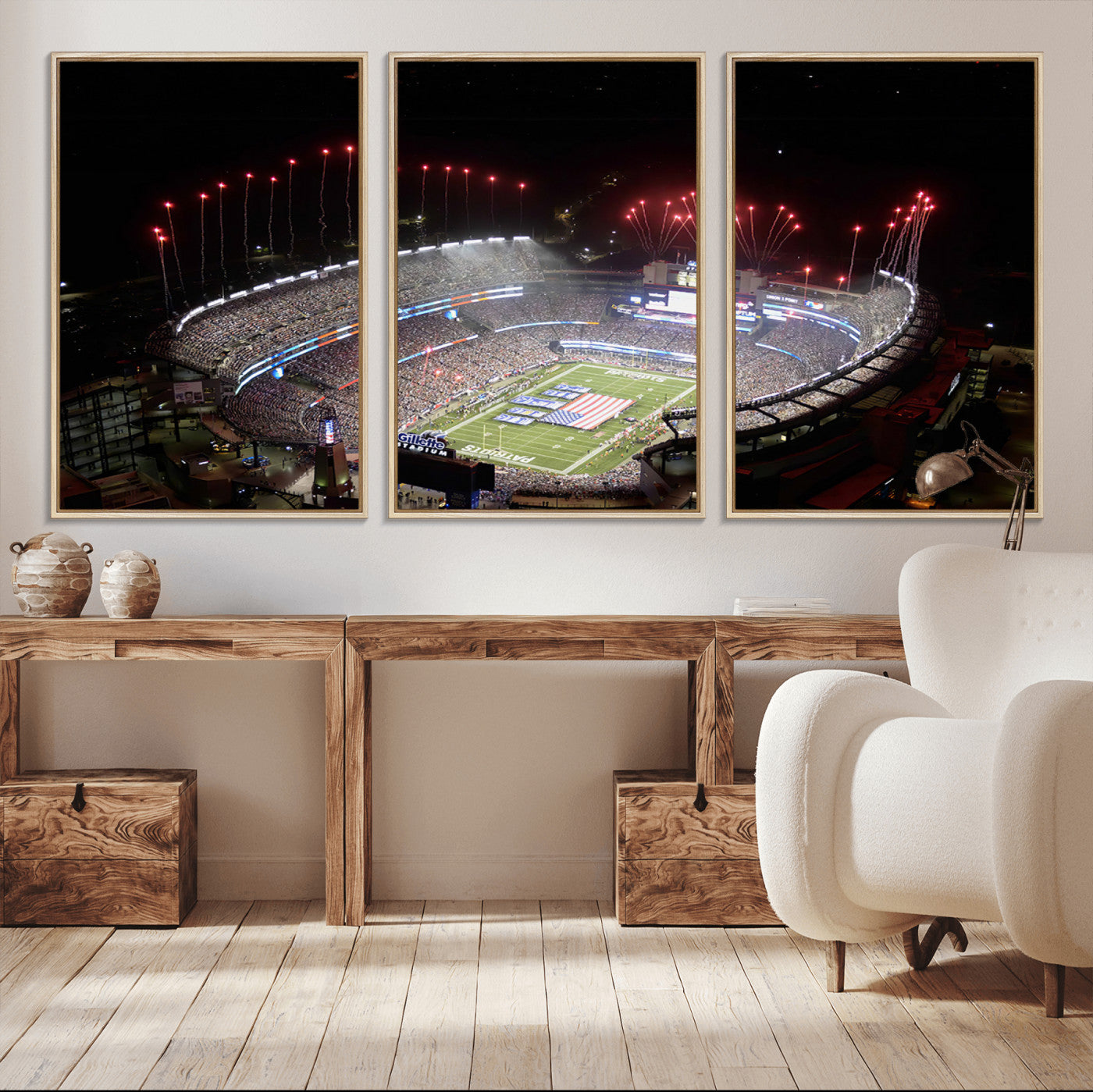 MGV-FC-60X30-3P - New England Patriots Team Print Wall Art- Foxborough Gillette Stadium Wall Art Canvas Print
