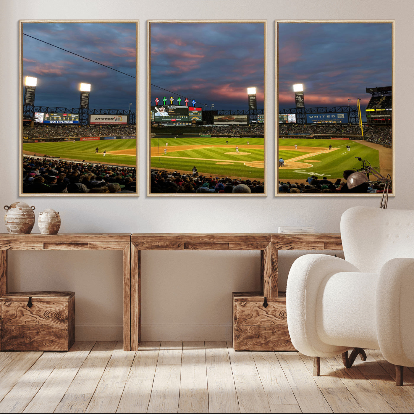 MGV-FC-60X30-3P - Chicago White Sox Baseball Team Print Canvas- Guaranteed Rate Field Stadium Wall Art Canvas Print