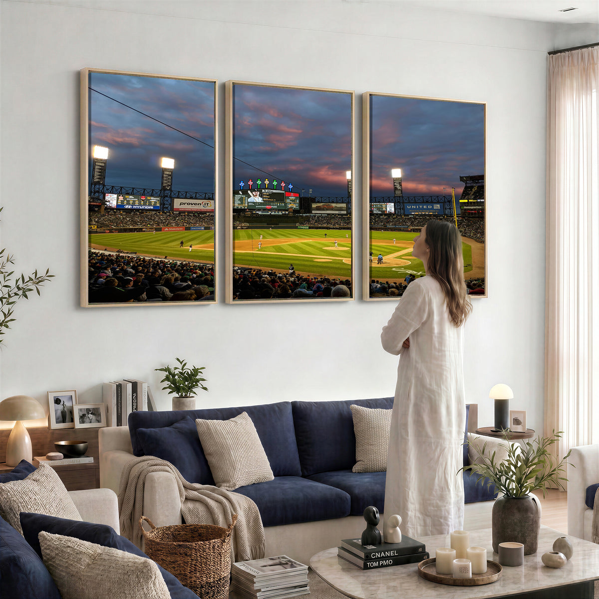96063-MGV-CV-36X24 - Chicago White Sox Baseball Team Print Canvas, Guaranteed Rate Field, Framed and Ready to Hang